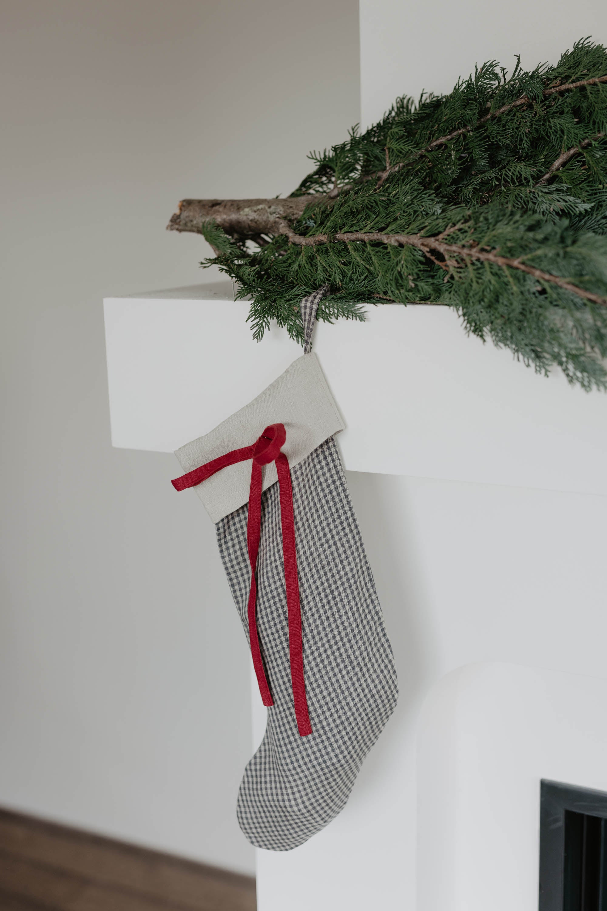 Laumė linen Christmas Linen chaussette de Noël verte, nœud