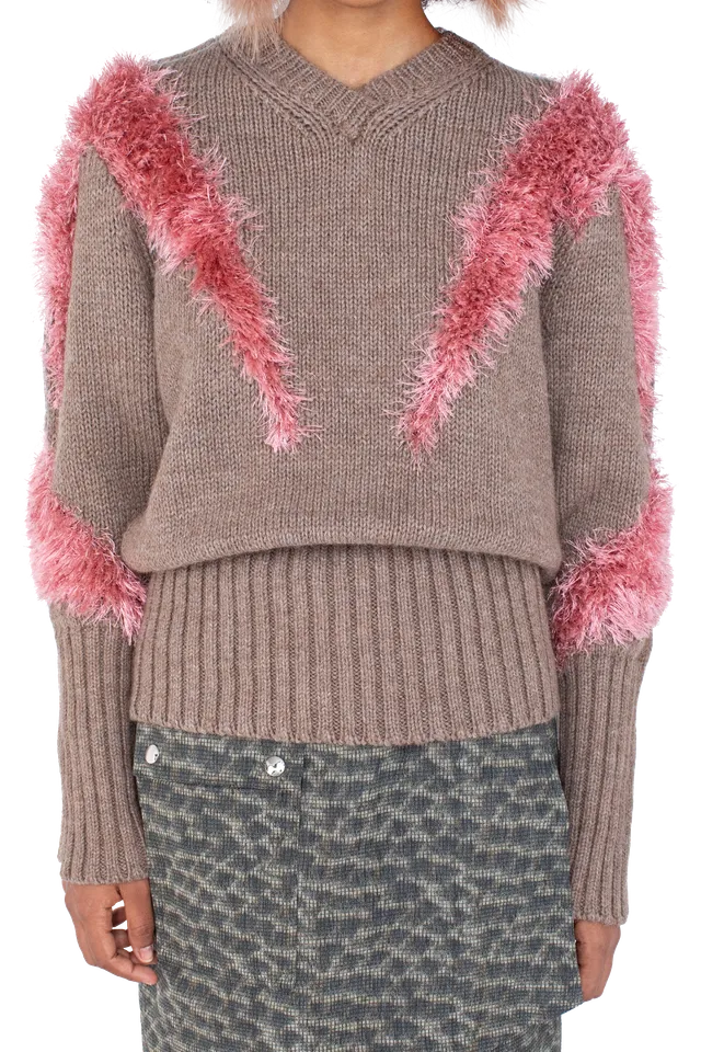 Kiko Kostadinov Knitwear MACAW Jumper pull Dove Brown / Redpoll Pink en maille alpaga
