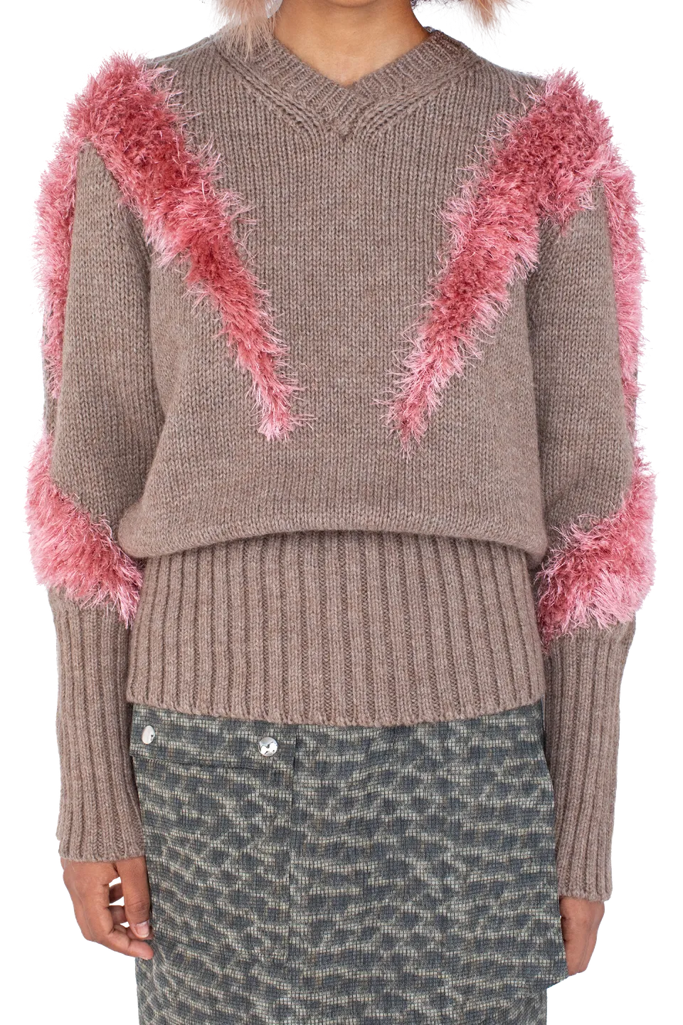 Kiko Kostadinov Knitwear MACAW Jumper pull Dove Brown / Redpoll Pink en maille alpaga