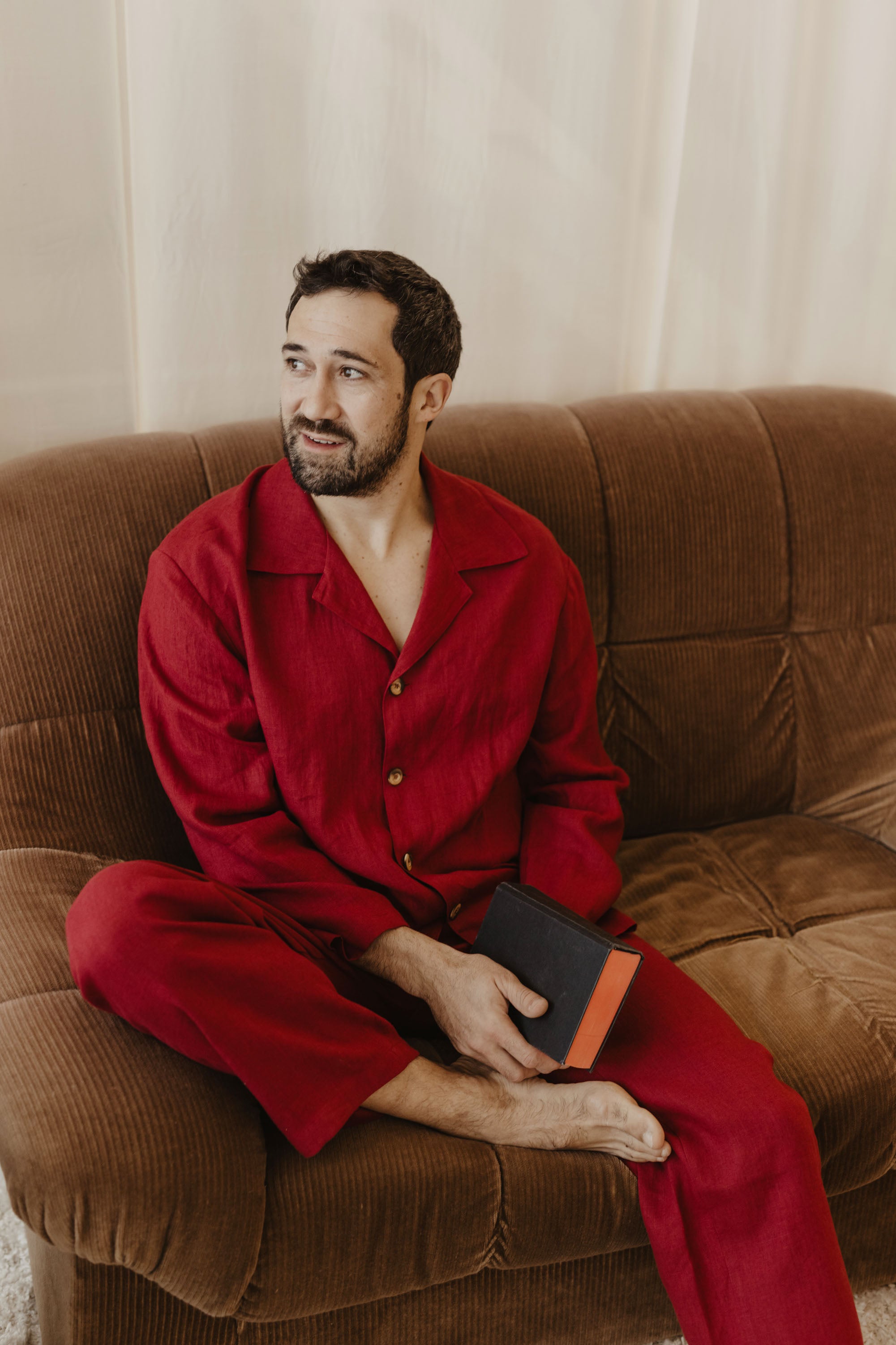 Laumė linen Loungewear PERKŪNAS pyjama homme vert forêt lin