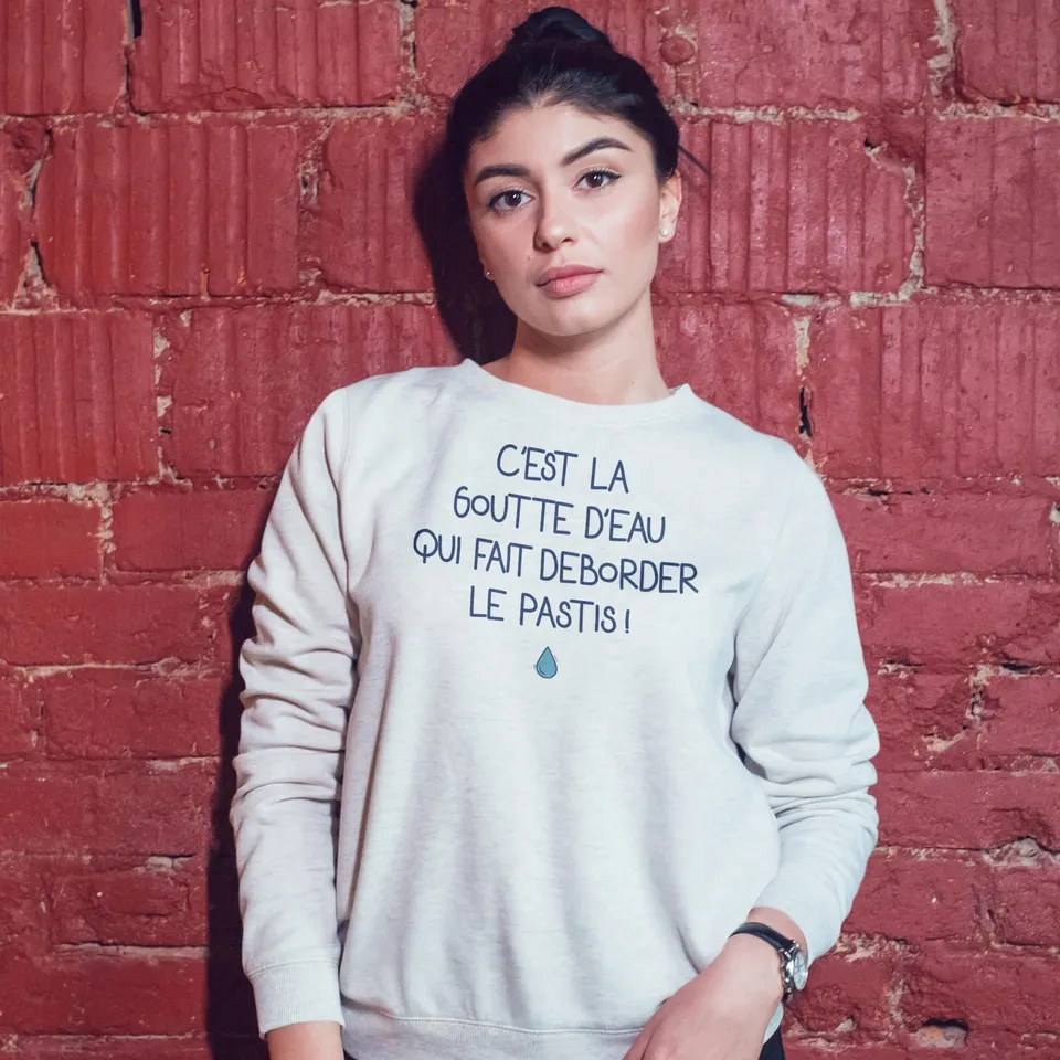 Juste Un T-shirt Sweats Imprimés C'est la goutte d'eau sweat femme gris chiné
