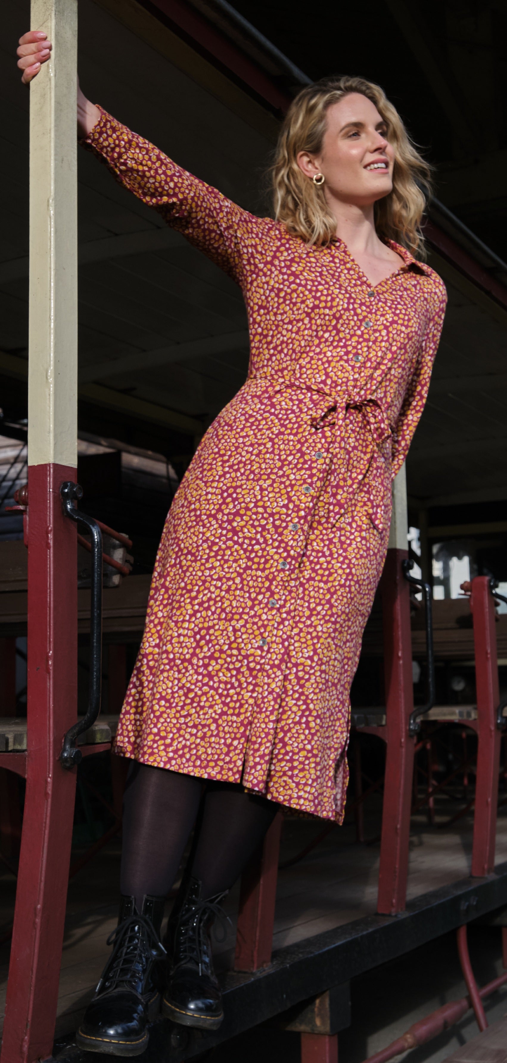 Sourire Multicolore Robes Dotty robe chemise midi à pois coton bio 36