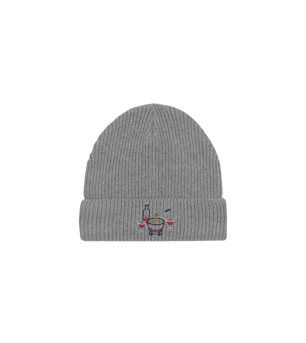 Juste Un T-shirt Bonnets Fondue Savoyarde bonnet gris chiné brodé