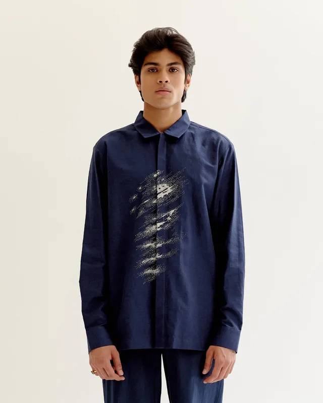 COUNTRYMADE Shirts Motion Blur Shirt chemise en lin brodée