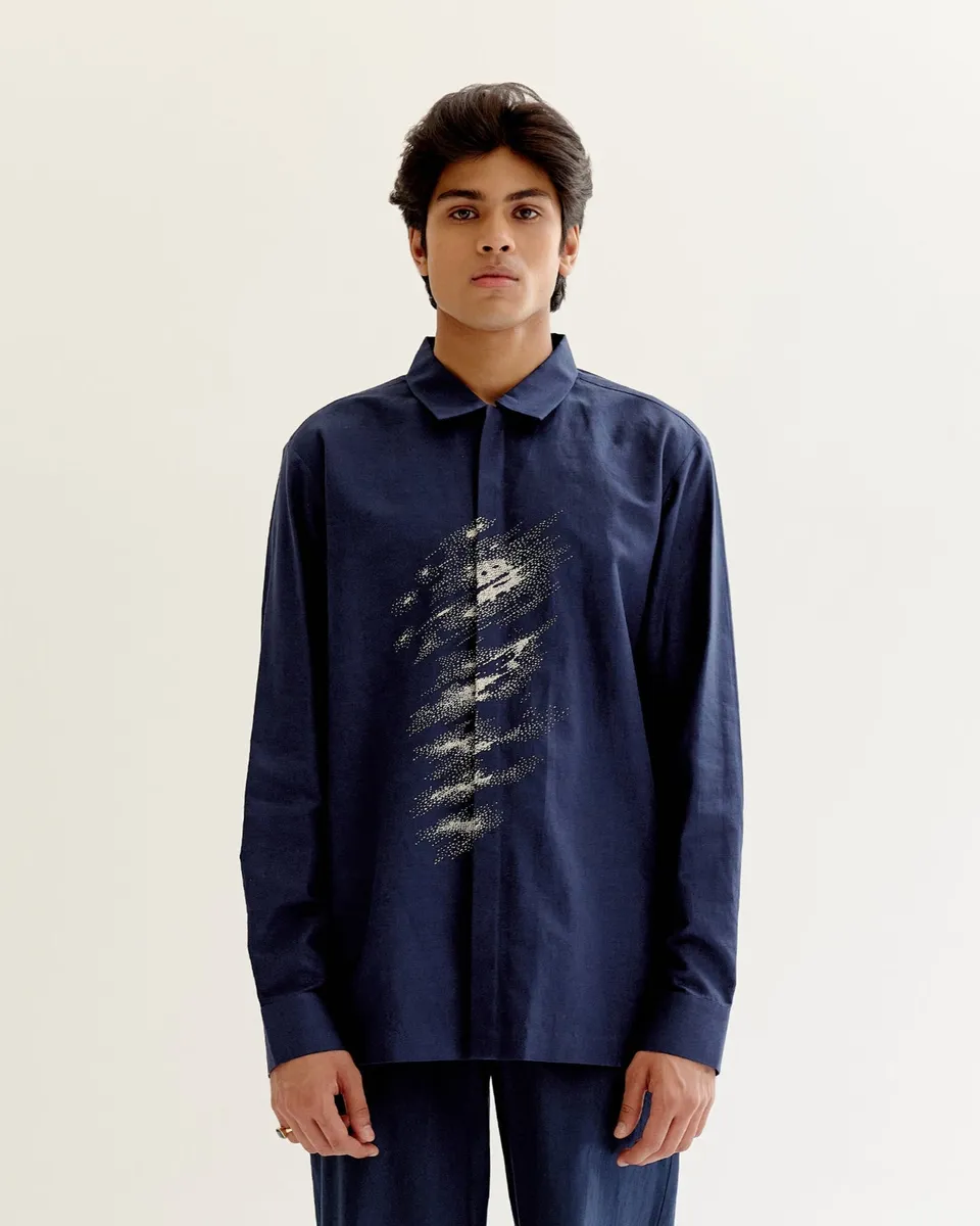 COUNTRYMADE Shirts Motion Blur Shirt chemise en lin brodée