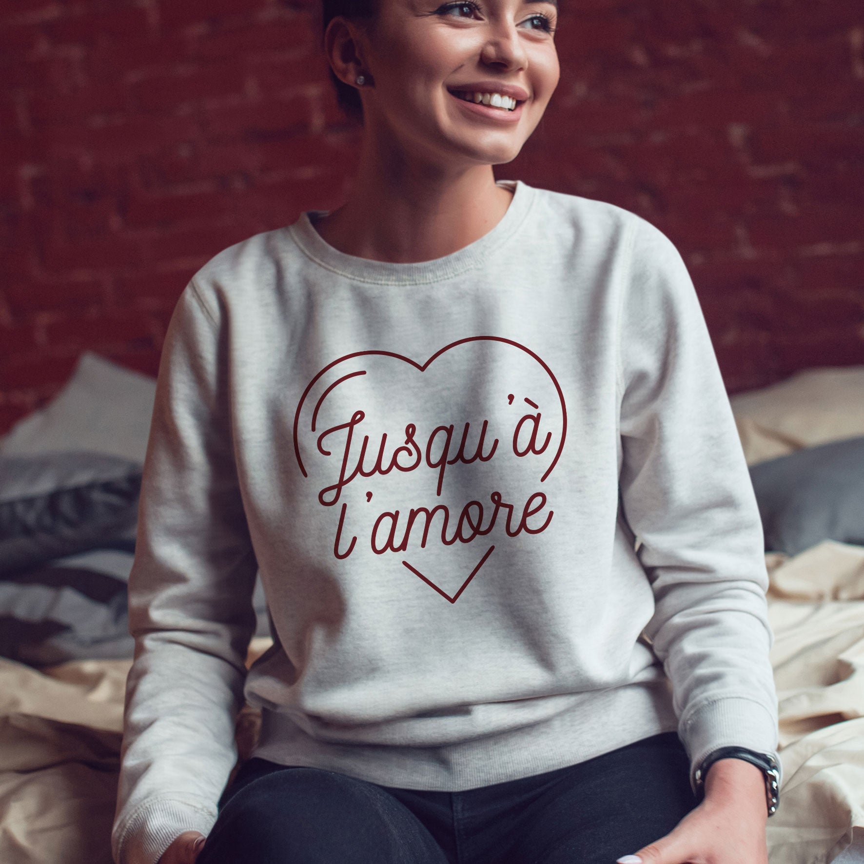 Juste Un T-shirt Sweats Imprimés Jusqu'à L'amore sweat femme imprimé