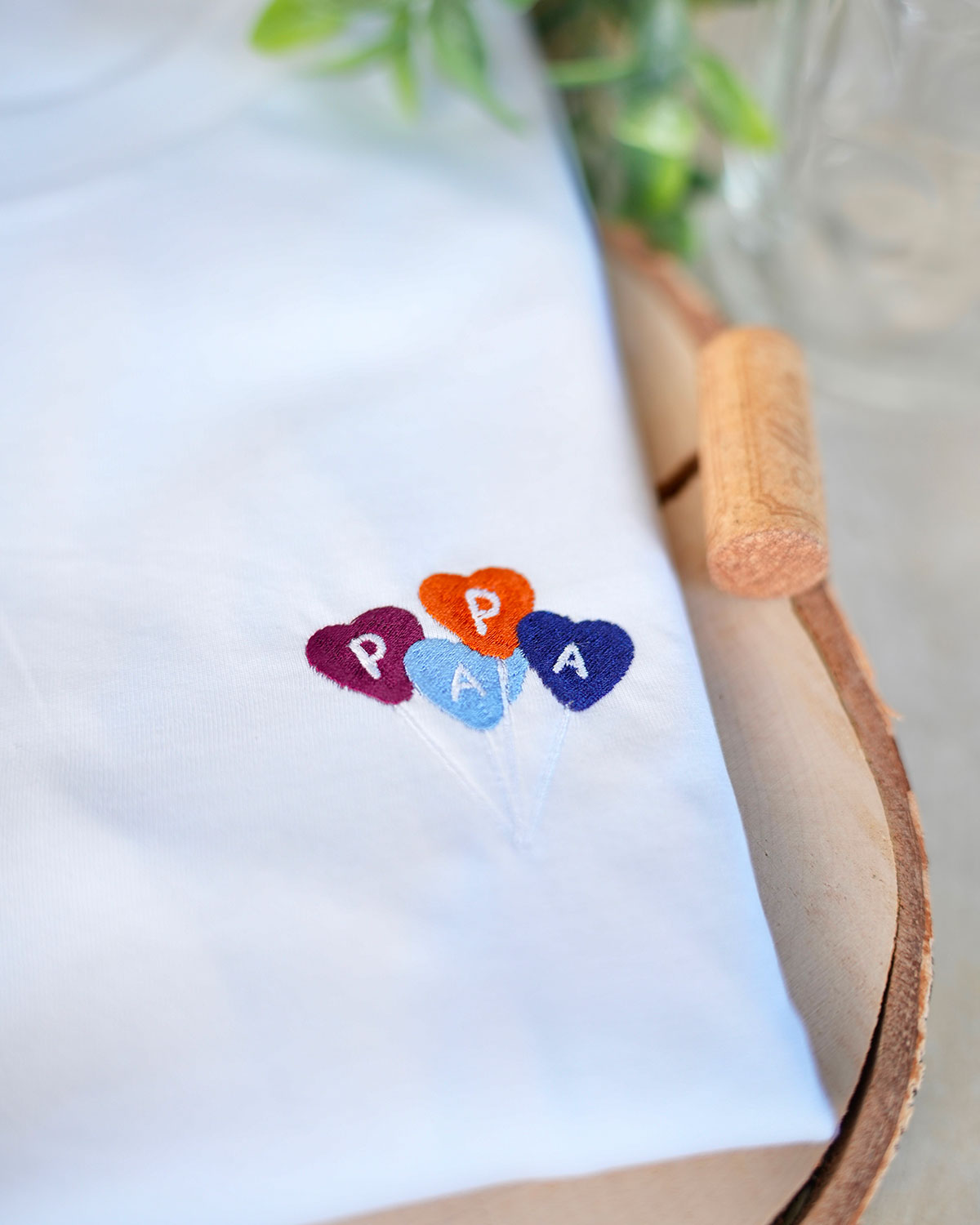 Juste Un T-shirt T-shirts Brodés Papa Ballon T-shirt blanc coton bio