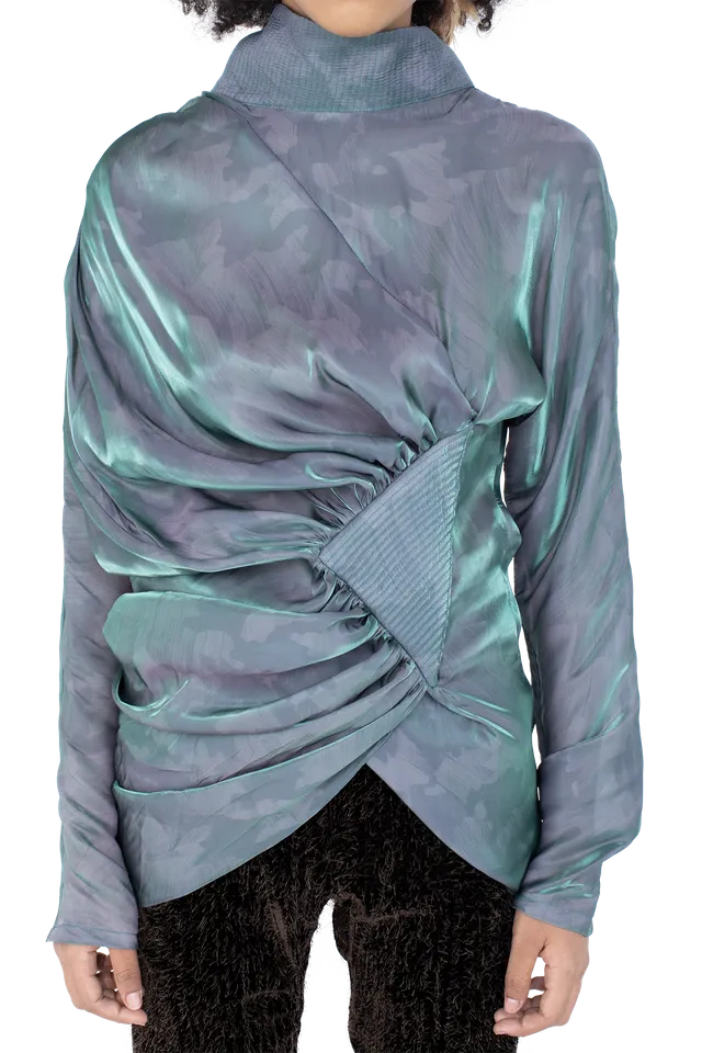Kiko Kostadinov Tops JACANA Blouse blouse Cobalt Brush en satin imprimé