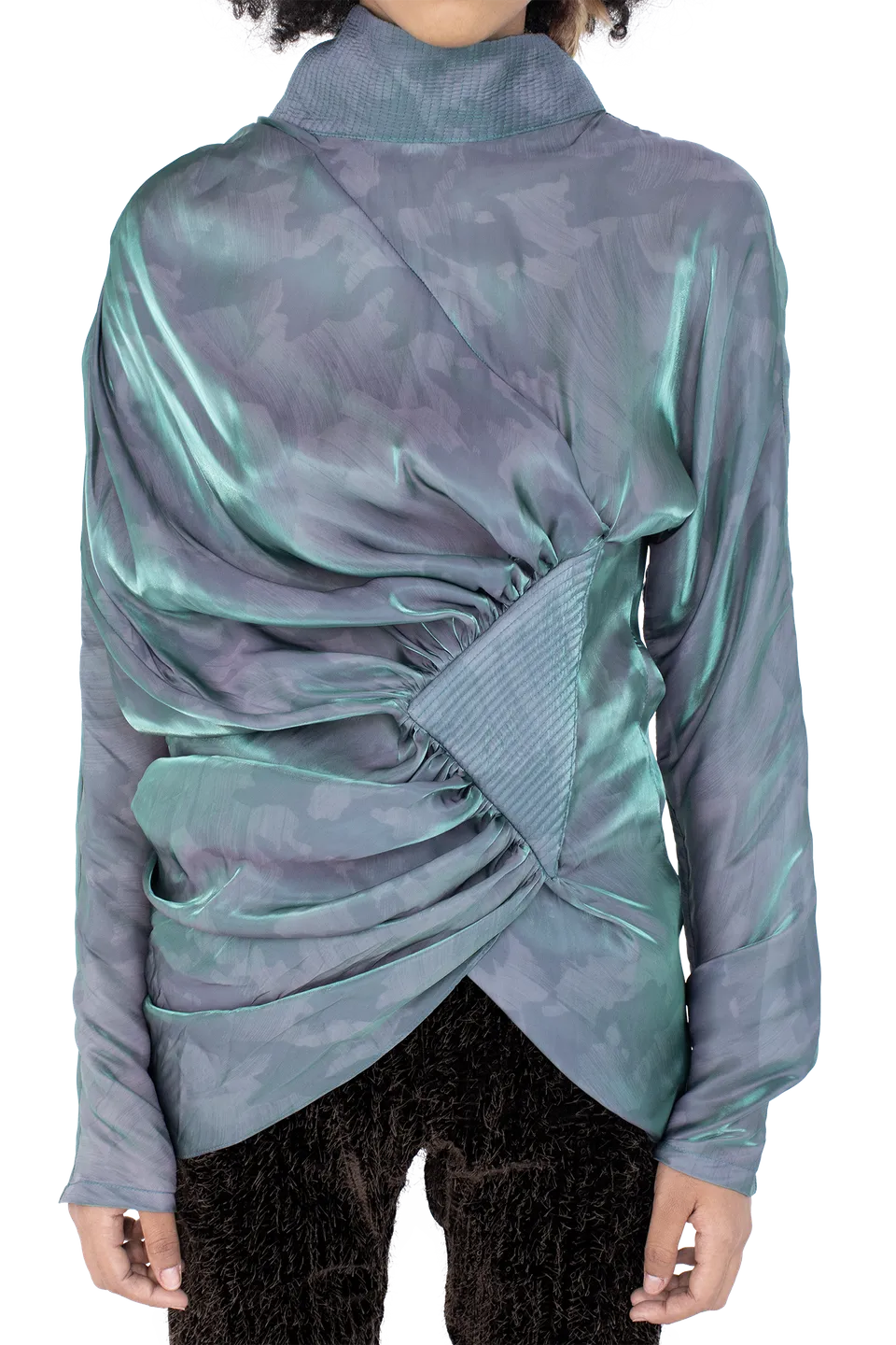 Kiko Kostadinov Tops JACANA Blouse blouse Cobalt Brush en satin imprimé