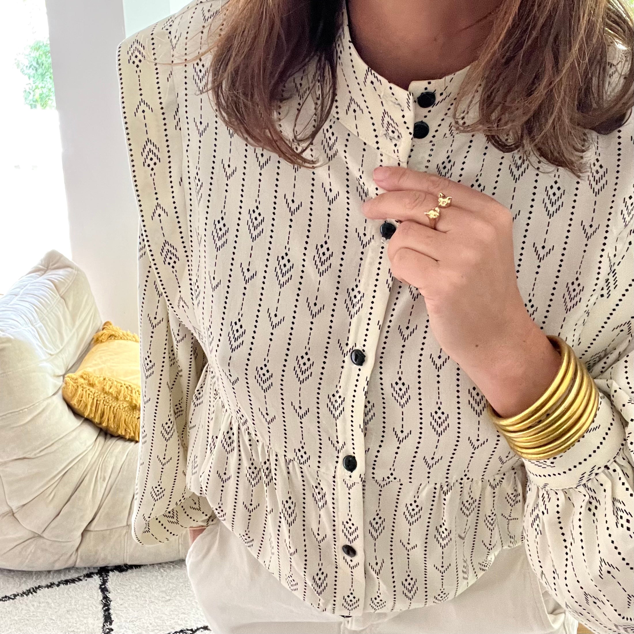 PANTRUCHE Chemises Blouse NINA Ethnique blouse crème viscose