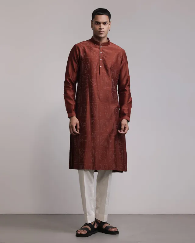 COUNTRYMADE Kurtas Urban Fossil Outline Kurta Set ensemble kurta rouille