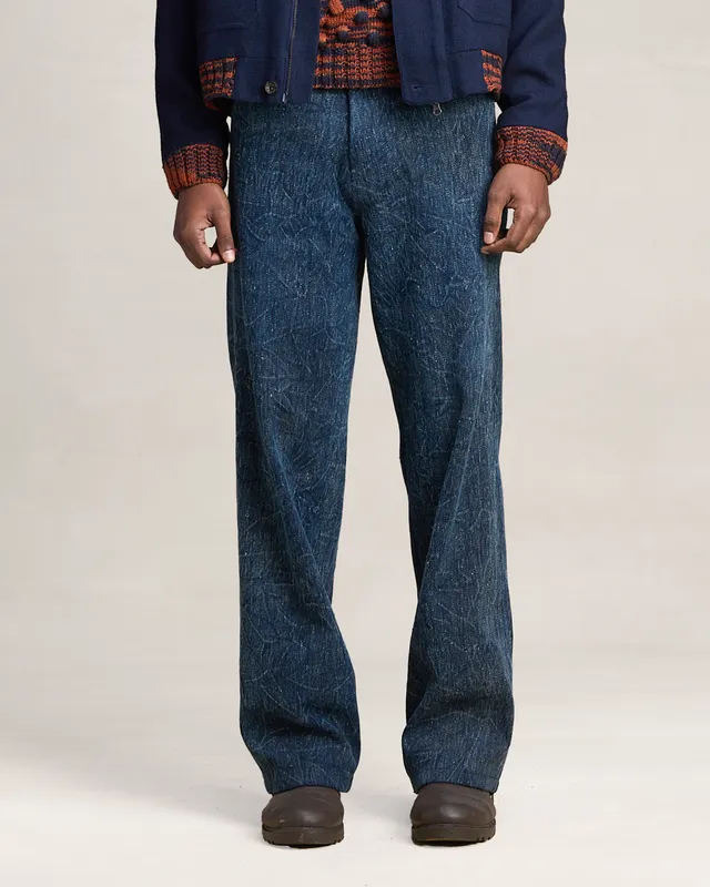 COUNTRYMADE Trousers NAVY CRACKLE PANTS pantalon denim bleu marine