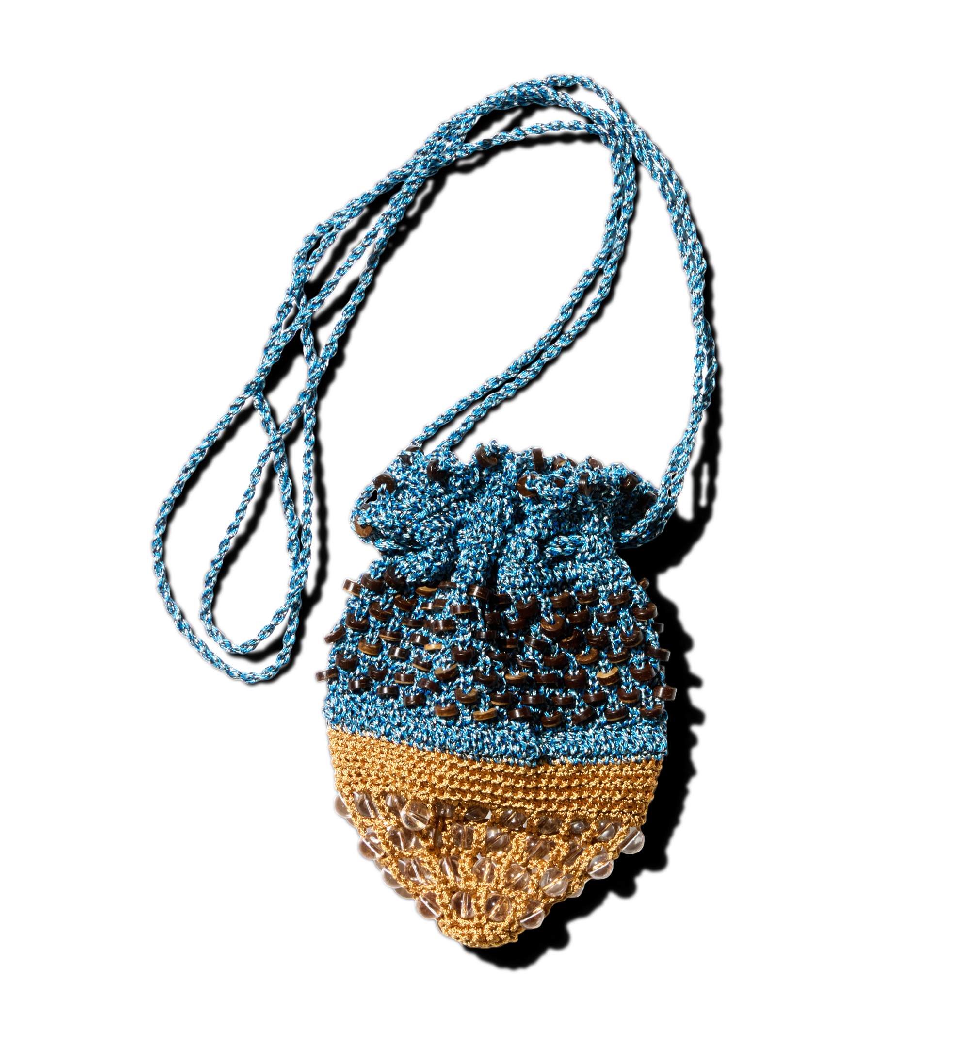 Kiko Kostadinov Bags GANNET Crochet Pouch pochette Blue Snake / Gold OS perlée