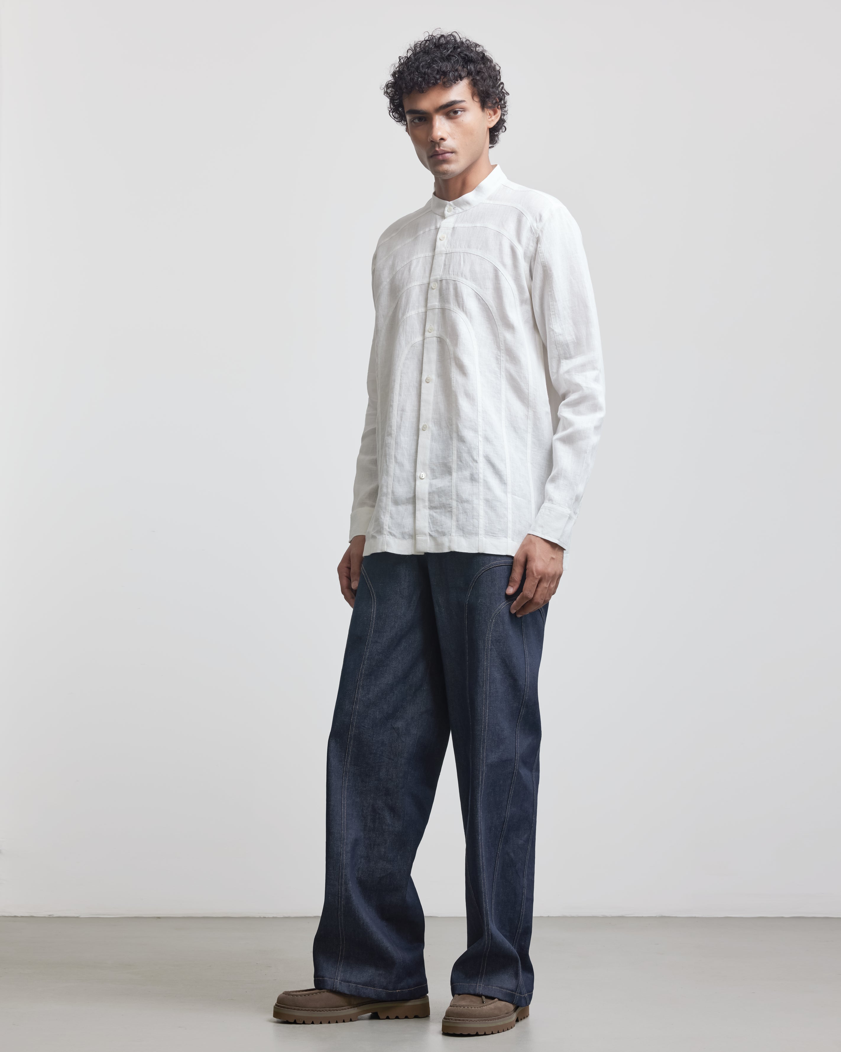 COUNTRYMADE Shirts ARCH ECHO PANEL SHIRT en lin à panneau appliqué