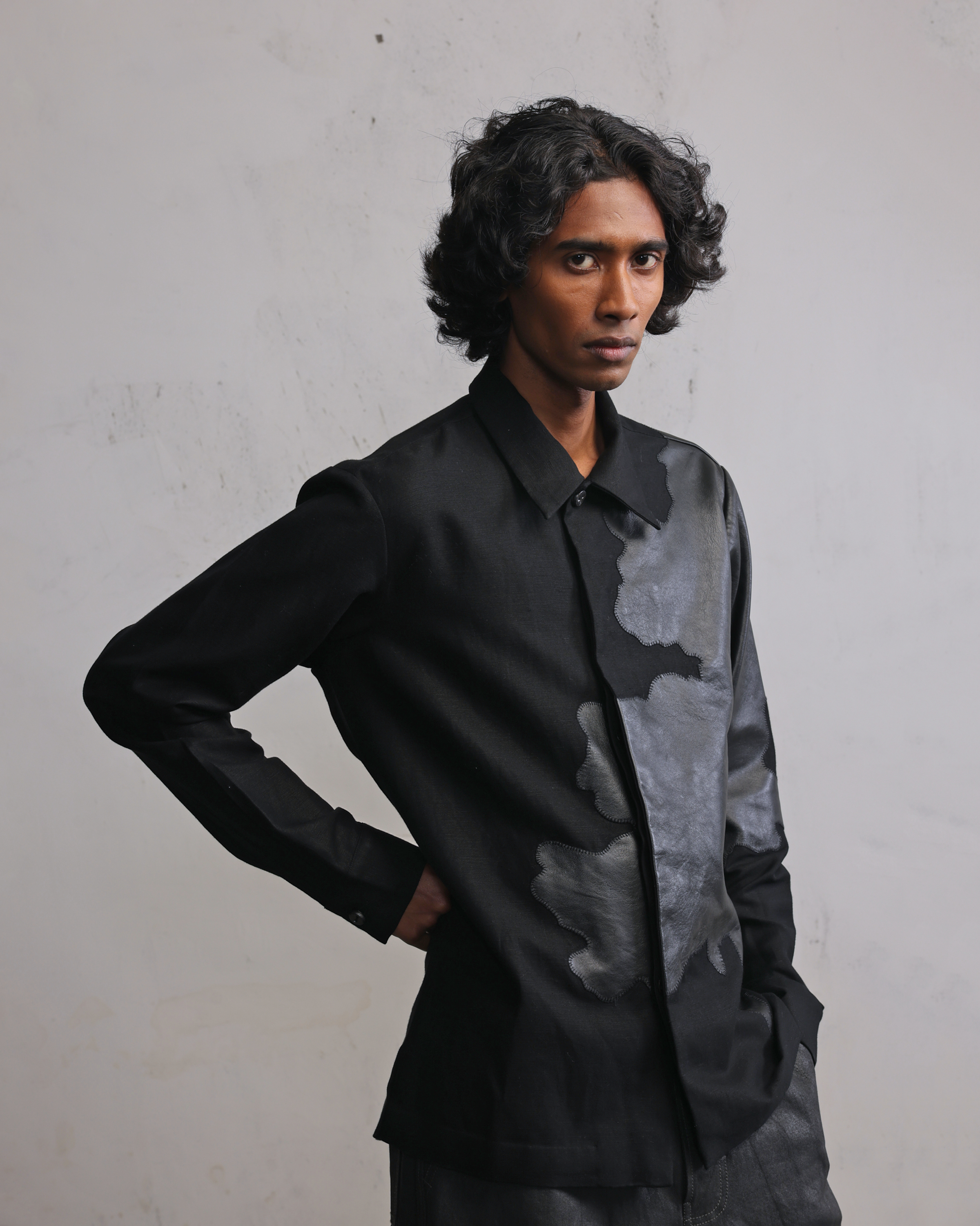 COUNTRYMADE Shirts Tattered Terrain Leather patch shirt chemise lin cuir