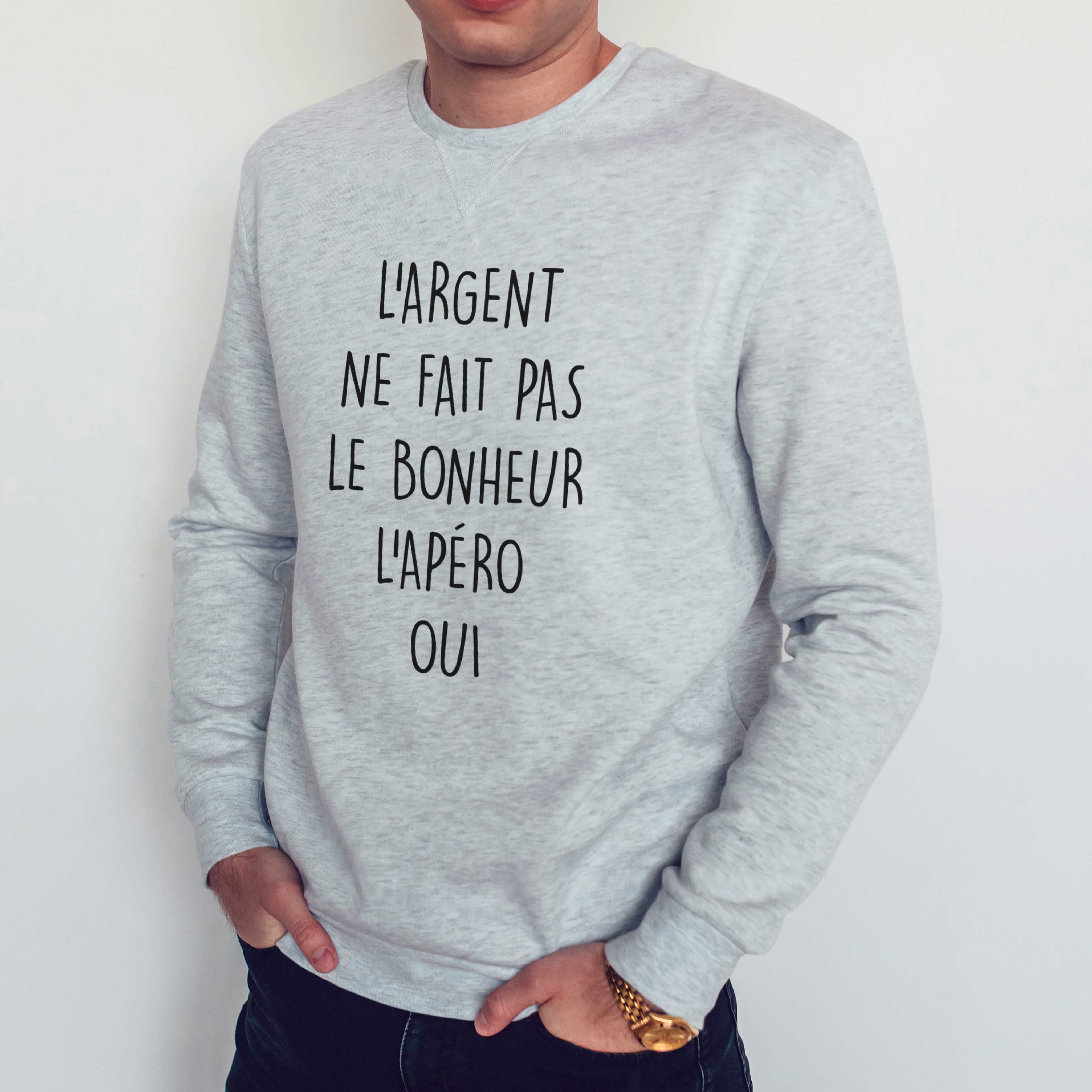 Juste Un T-shirt Sweats Imprimés Sweat-shirt Homme - L'argent ne fait pas le bonheur, bleu marine
