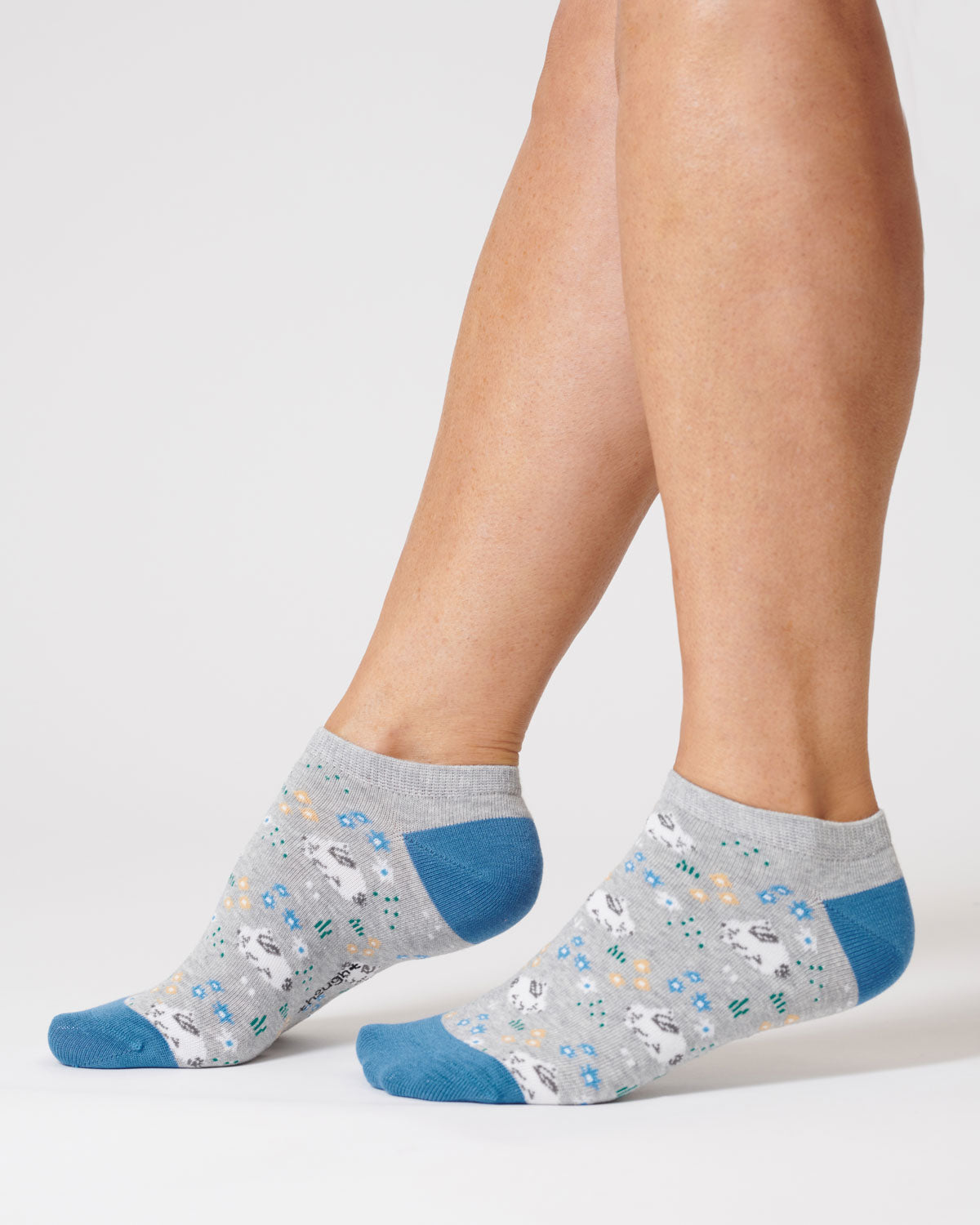Sourire Multicolore Chaussettes femme Socquettes lapins coton bio gris clair lilas
