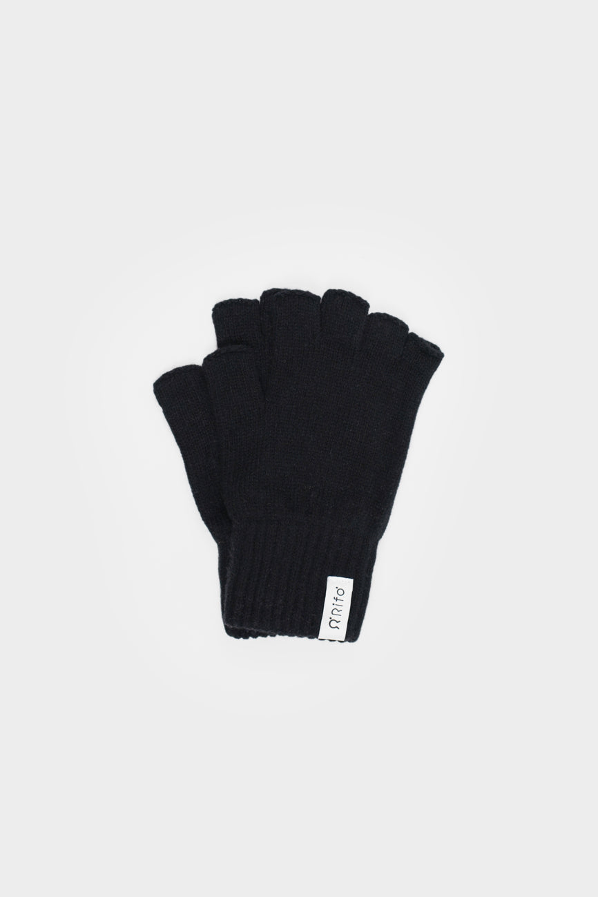 Sourire Multicolore Gants et mitaines Sasha mitaines en laine recyclée noires