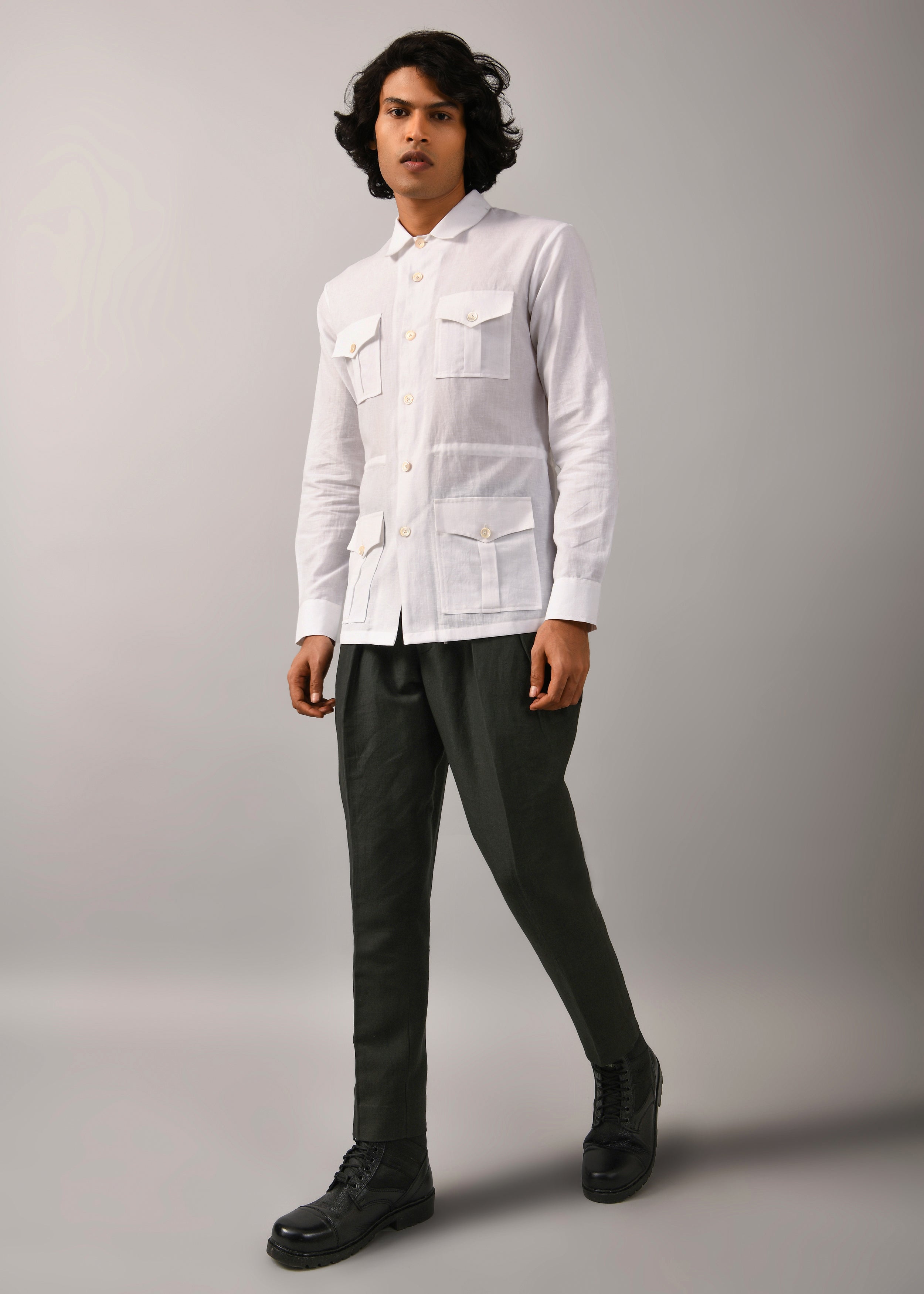 COUNTRYMADE Shirts Classic Safari Shirt chemise blanche coton lin