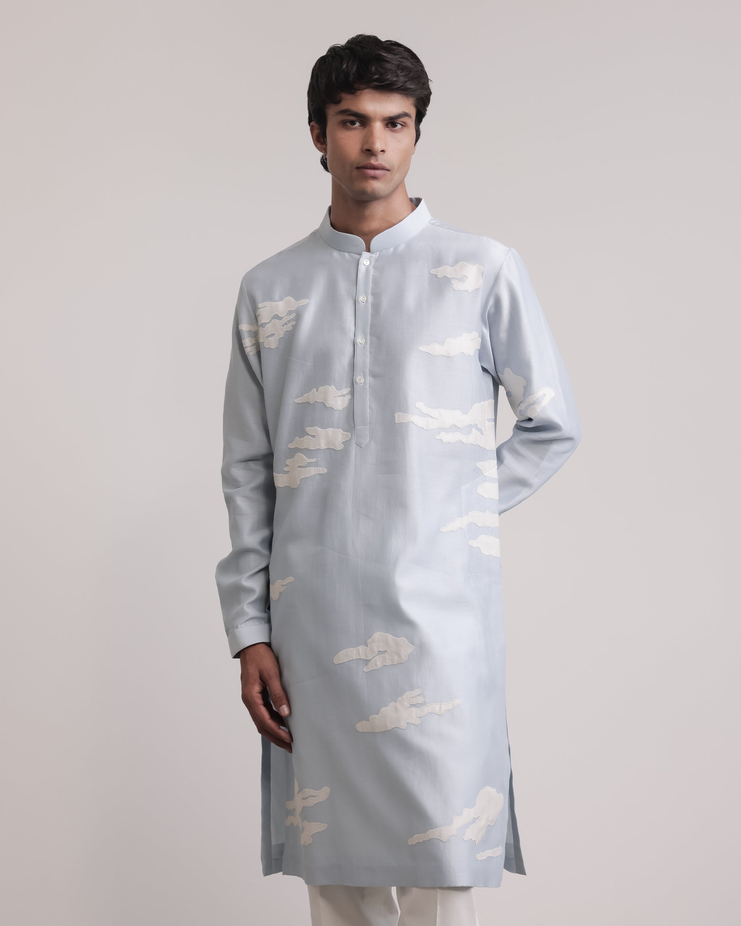 COUNTRYMADE Kurtas Residual Camouflage Applique Kurta Set en soie Chanderi
