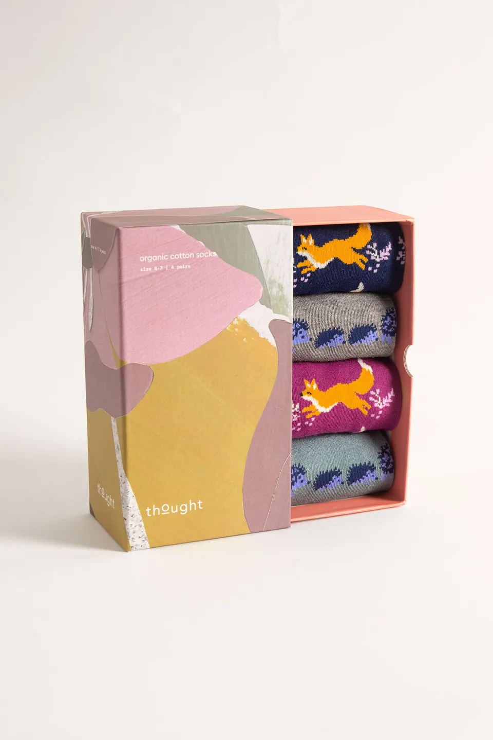 Thought Chaussettes femme coffret 4 paires renards hérissons en bambou