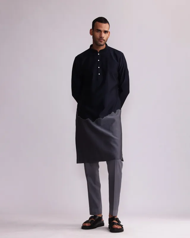COUNTRYMADE Kurtas Half and Half Kurta With Matching Pants ensemble chanderi