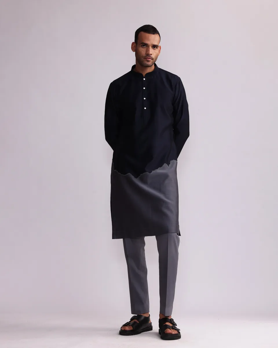 COUNTRYMADE Kurtas Half and Half Kurta With Matching Pants ensemble chanderi