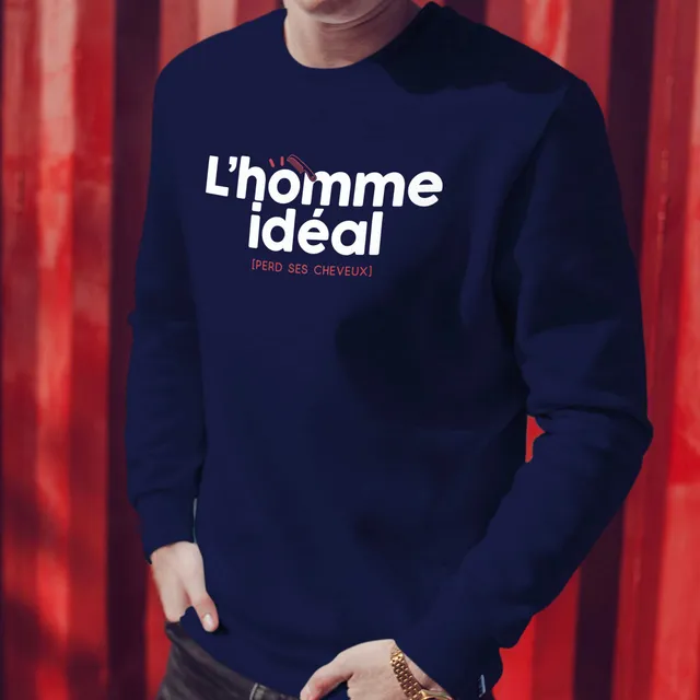 Juste Un T-shirt Sweats Imprimés L'homme idéal perd ses cheveux sweat homme gris chiné