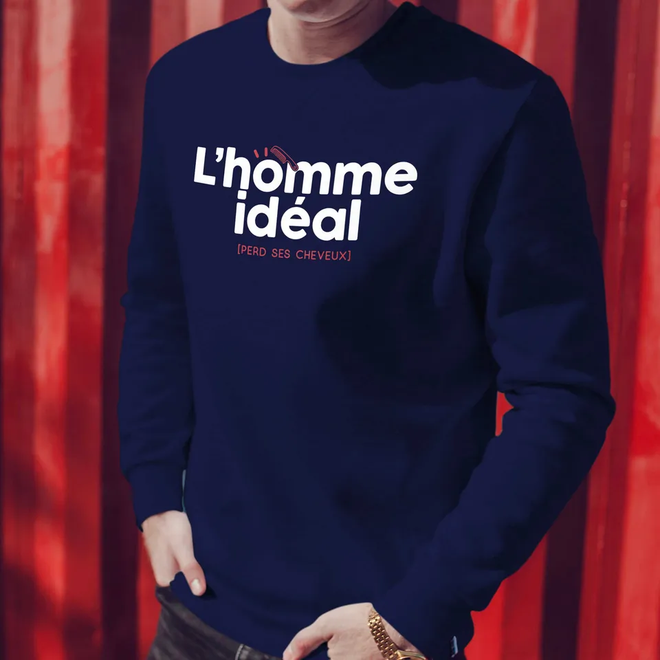 Juste Un T-shirt Sweats Imprimés L'homme idéal perd ses cheveux sweat homme gris chiné