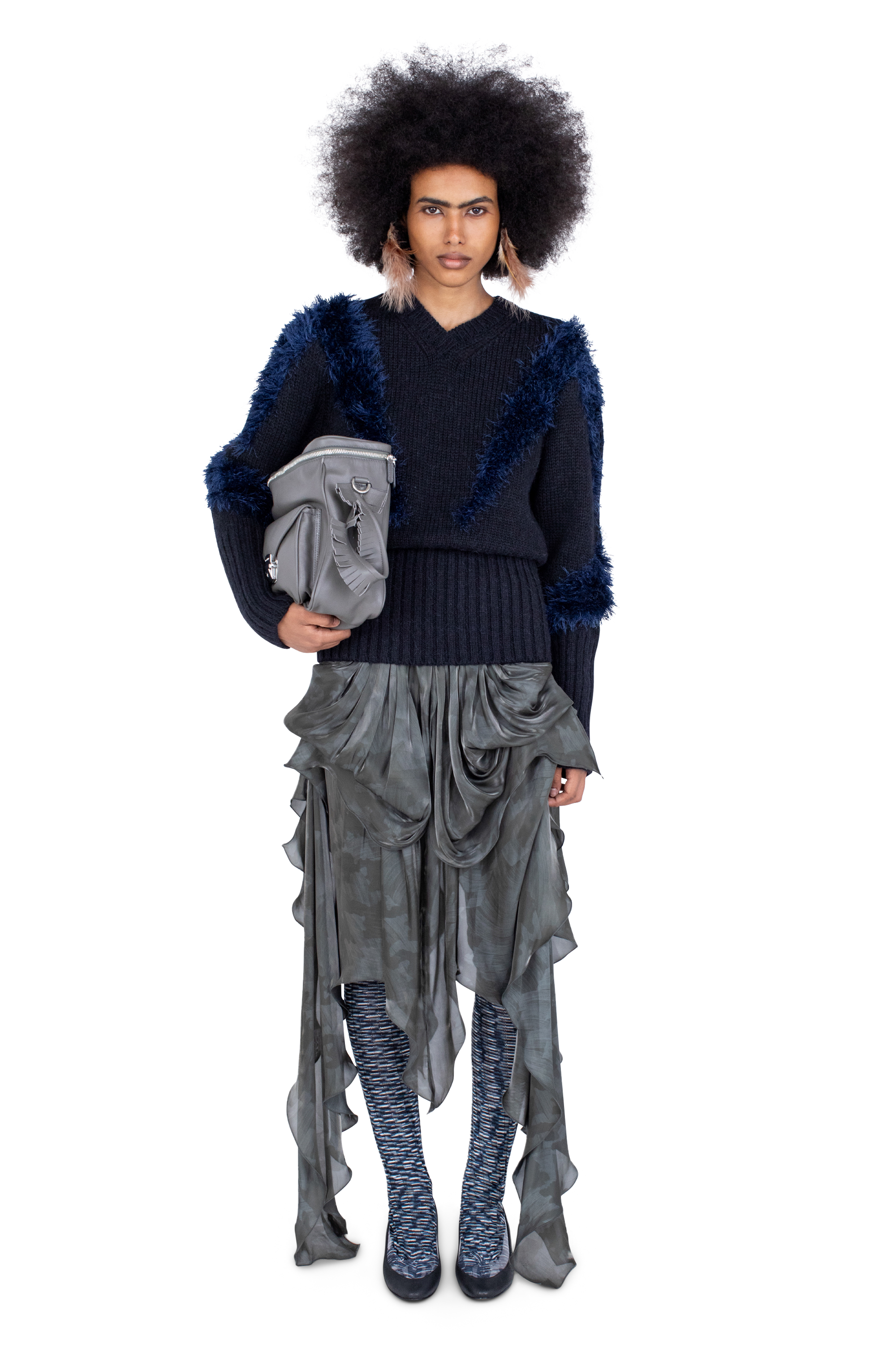 Kiko Kostadinov Knitwear MACAW Jumper pull Black Swan / Deep Lake Blue alpaga oversize
