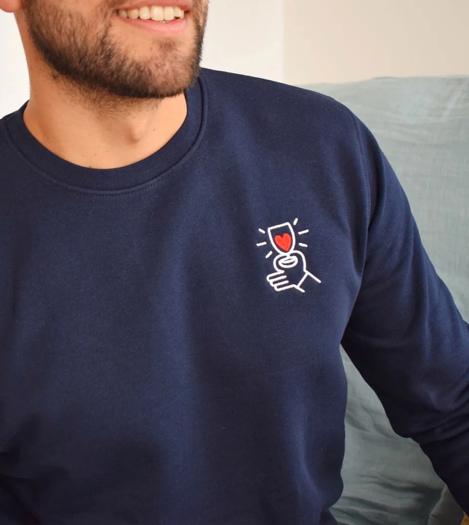 Juste Un T-shirt Sweats Brodés Coeur Rouge sweat brodé vin