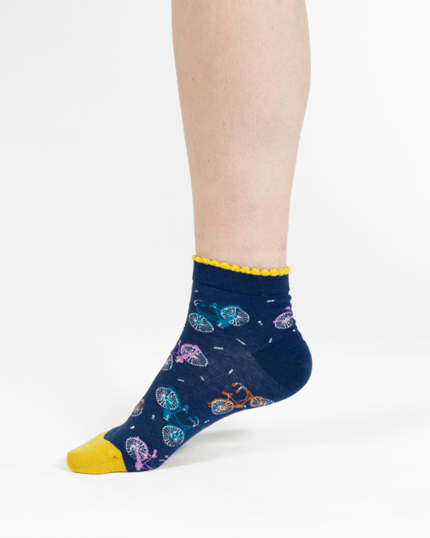 Sourire Multicolore Chaussettes femme socquettes vélos coton bio taille 36/40