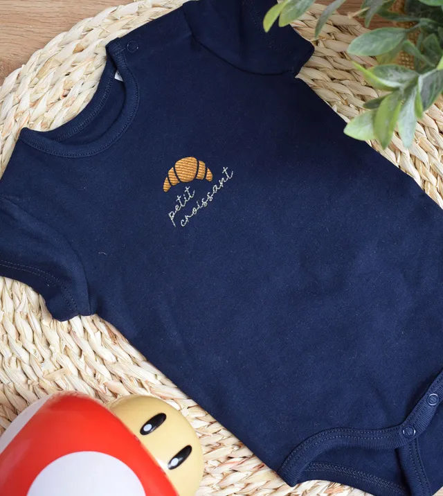 Juste Un T-shirt Bébé Petit Croissant Body bébé brodé