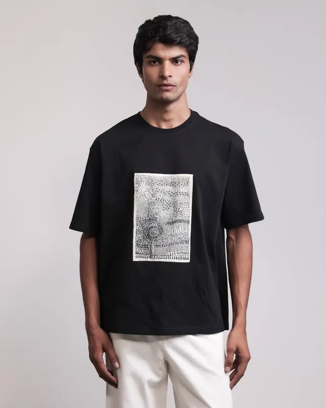 COUNTRYMADE T-shirts War Warli T-shirt T-shirt noir brodé