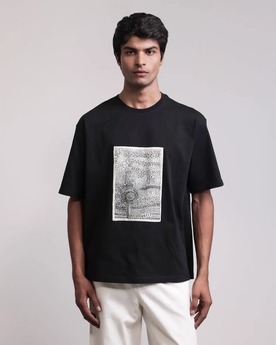 COUNTRYMADE T-shirts War Warli T-shirt T-shirt noir brodé