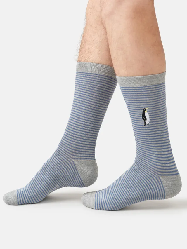 Sourire Multicolore Chaussettes homme pingouin rayées bambou 40/44
