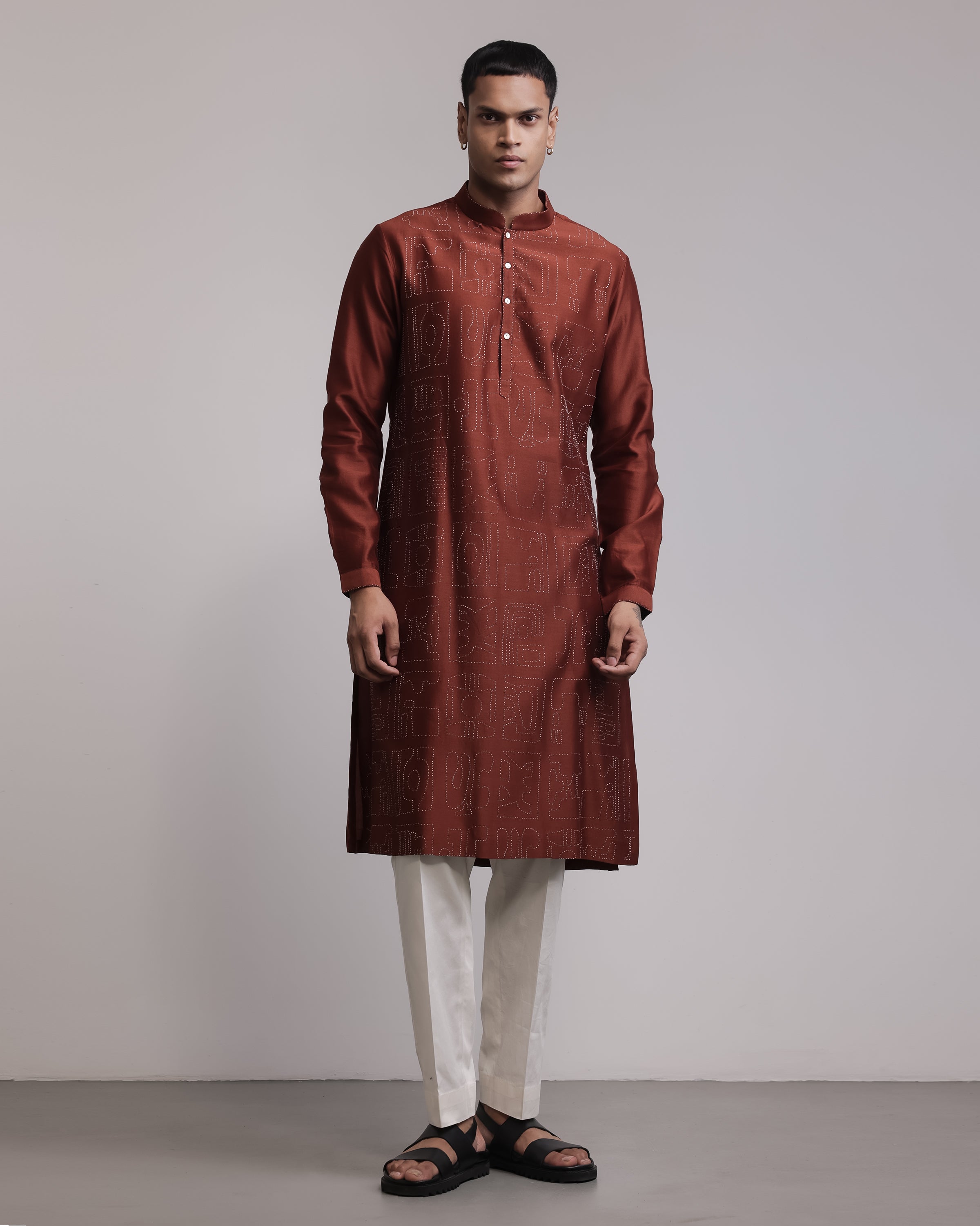COUNTRYMADE Kurtas Urban Fossil Outline Kurta Set ensemble kurta rouille