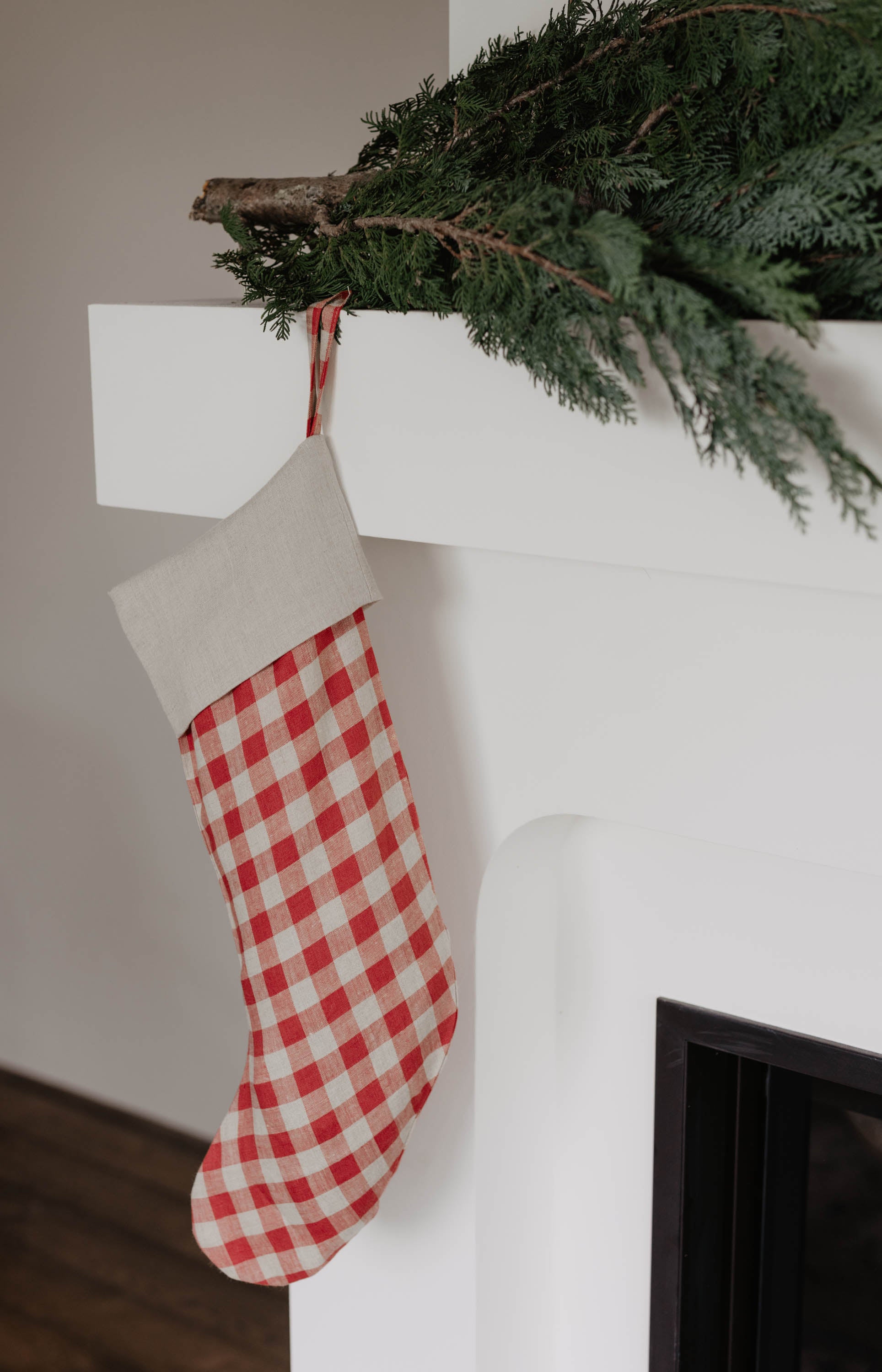 Laumė linen Christmas Linen grande chaussette de Noël vert forêt