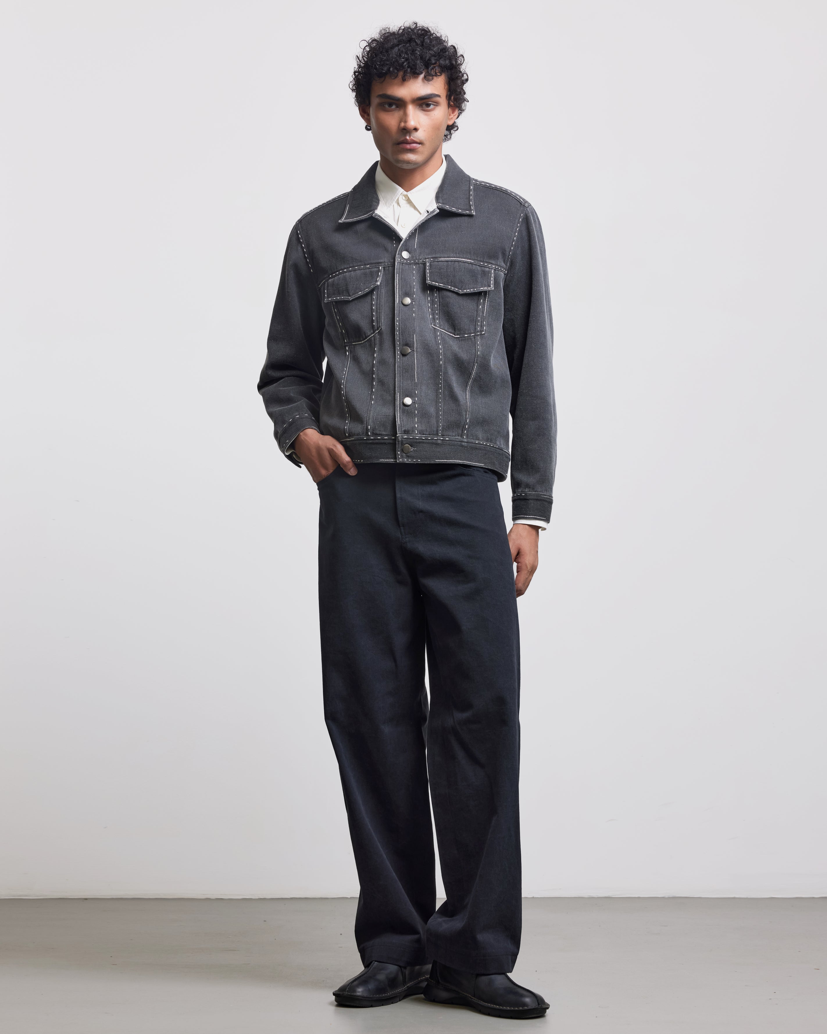 COUNTRYMADE Jackets PRESENCE ABSENCE MULTI STITCH TRUCKER veste denim brodée