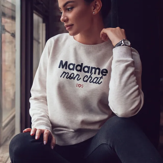 Juste Un T-shirt Sweats Imprimés Madame Mon Chat sweat femme