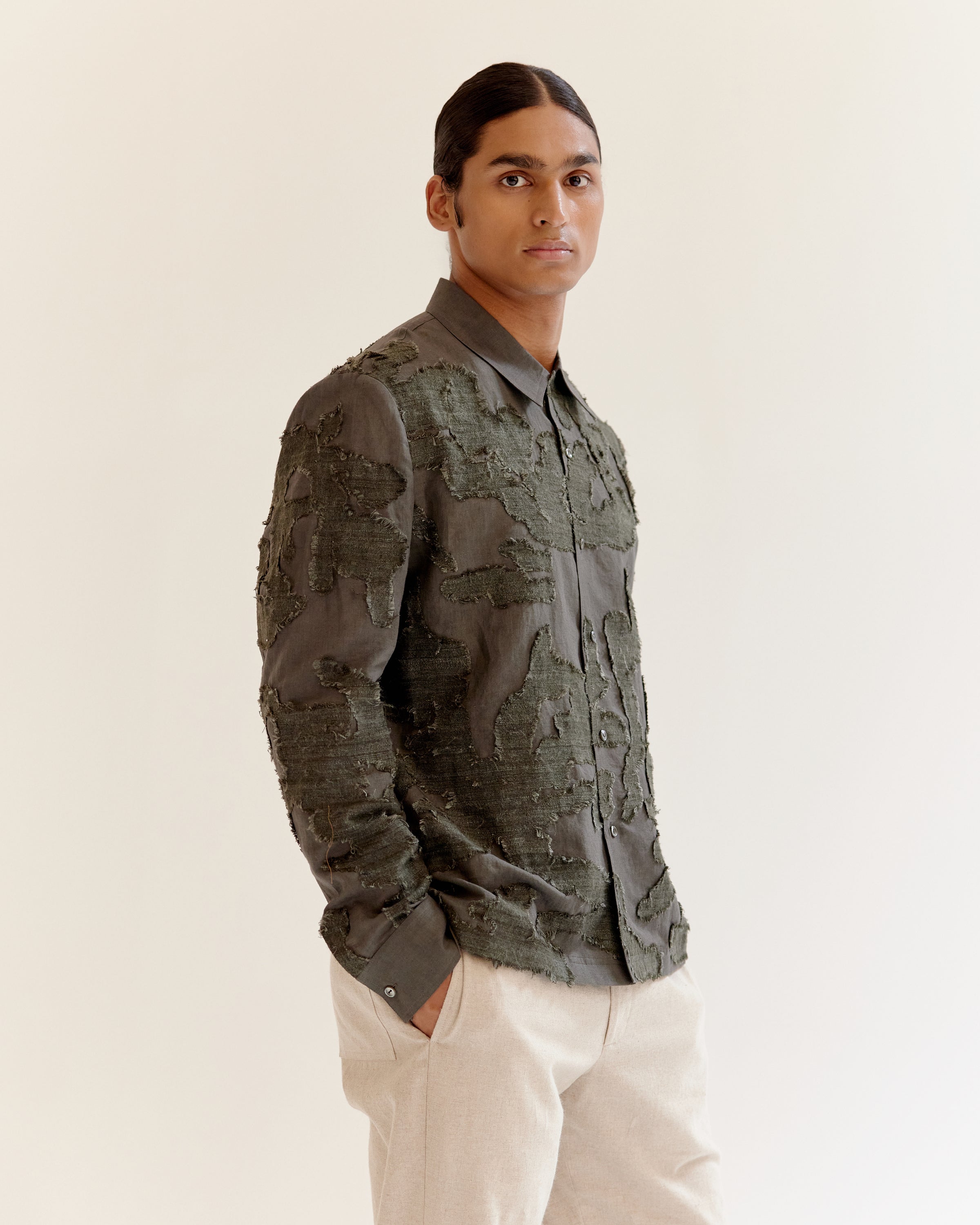COUNTRYMADE Shirts Eroded Camo Overshirt surchemise lin soie eri
