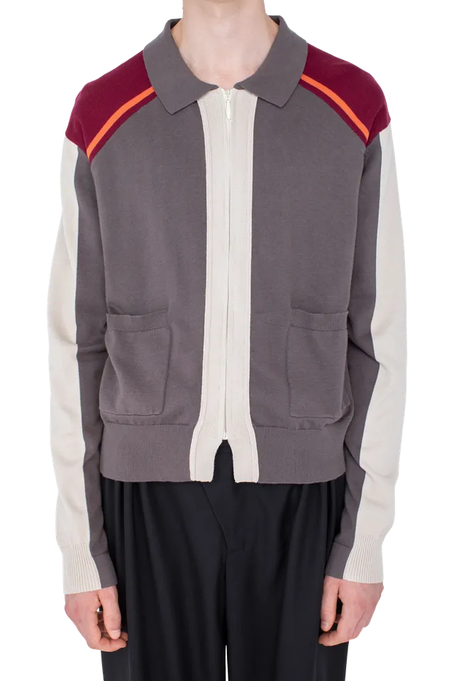 Kiko Kostadinov Knitwear MUNNO Knit Cardigan gilet Slate Grey coton léger