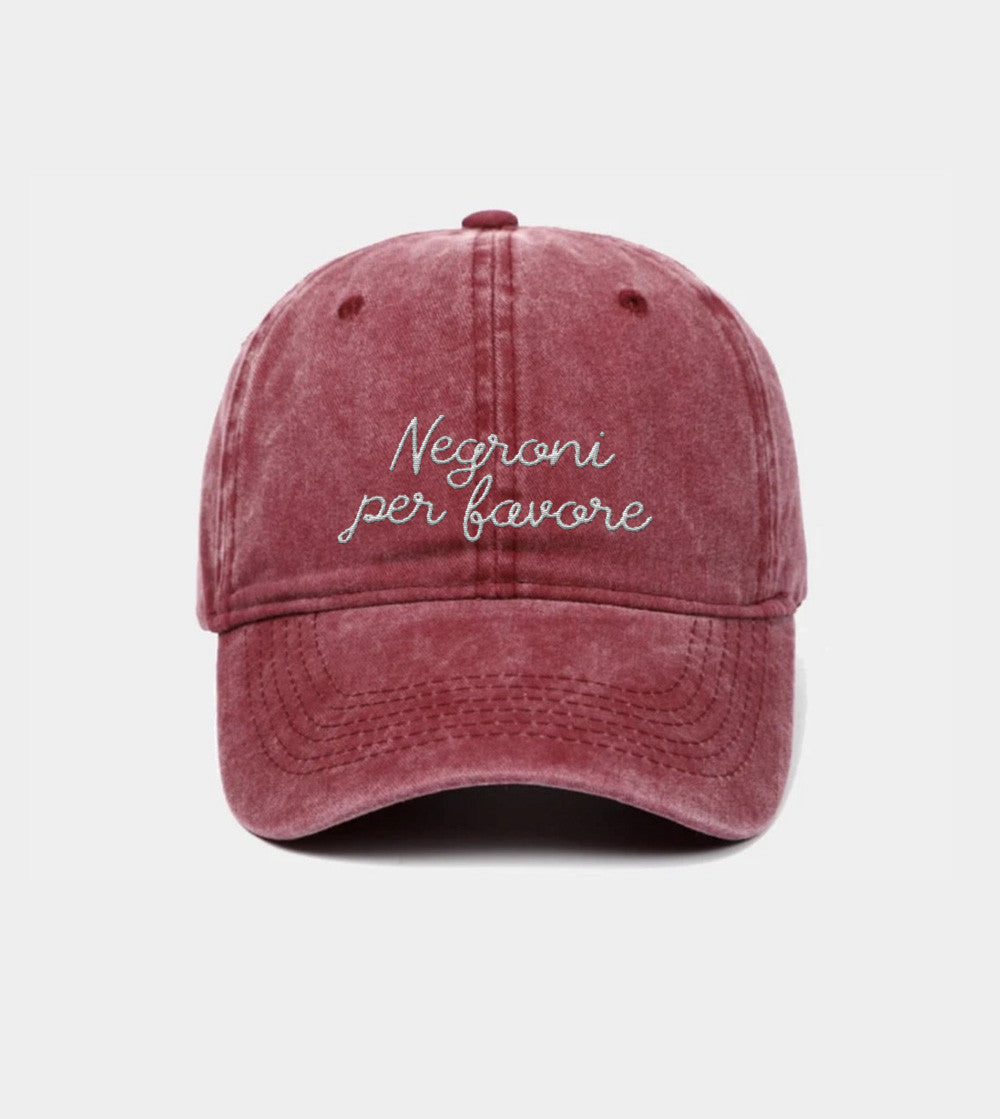 Juste Un T-shirt Casquettes Negroni per Favore casquette brodée rouge vintage