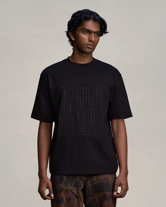 COUNTRYMADE T-shirts HICKORY IN CROME T SHIRT noir brodé
