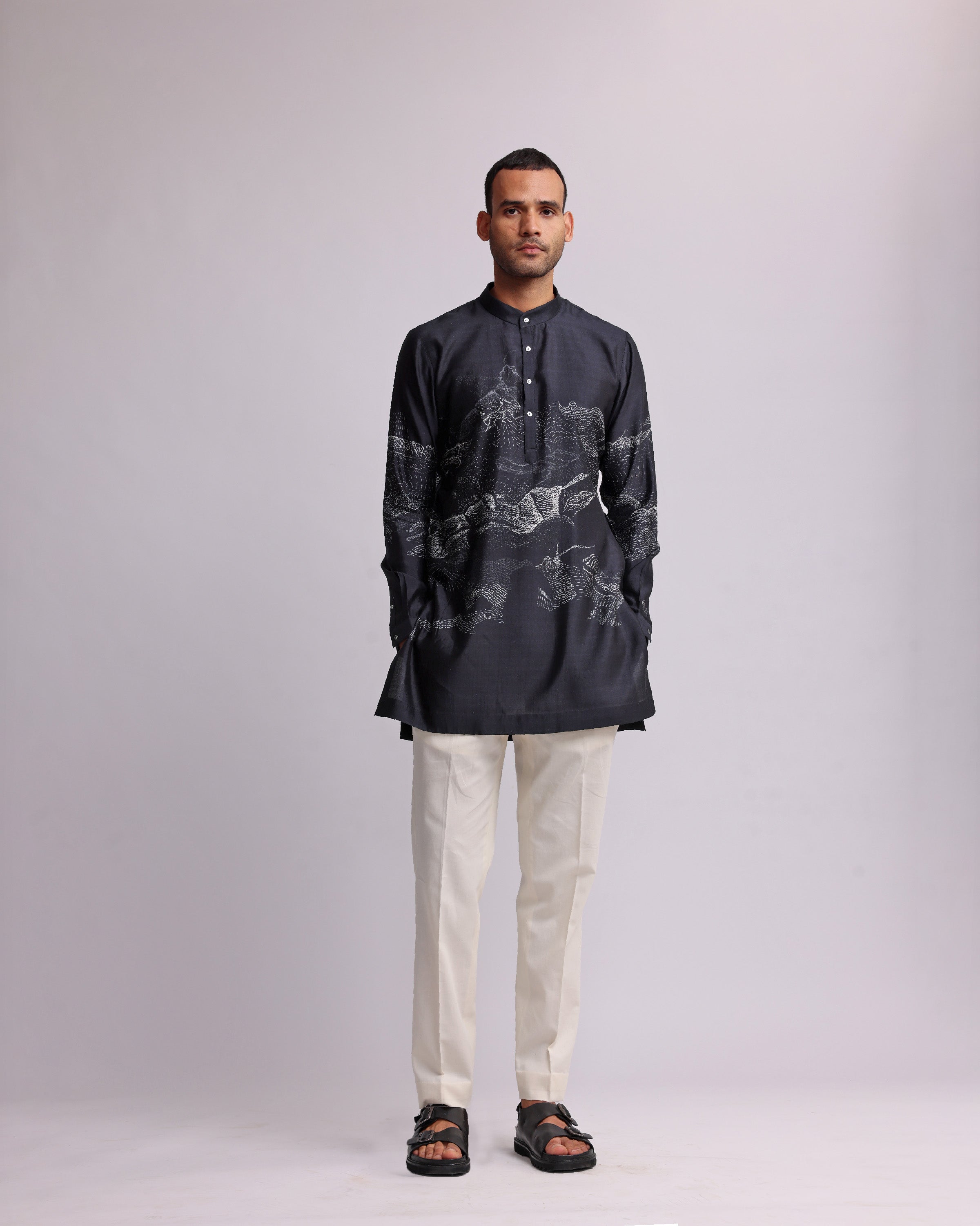 COUNTRYMADE Kurtas DUNKIRK PRINTED KURTA kurta en soie imprimée noire