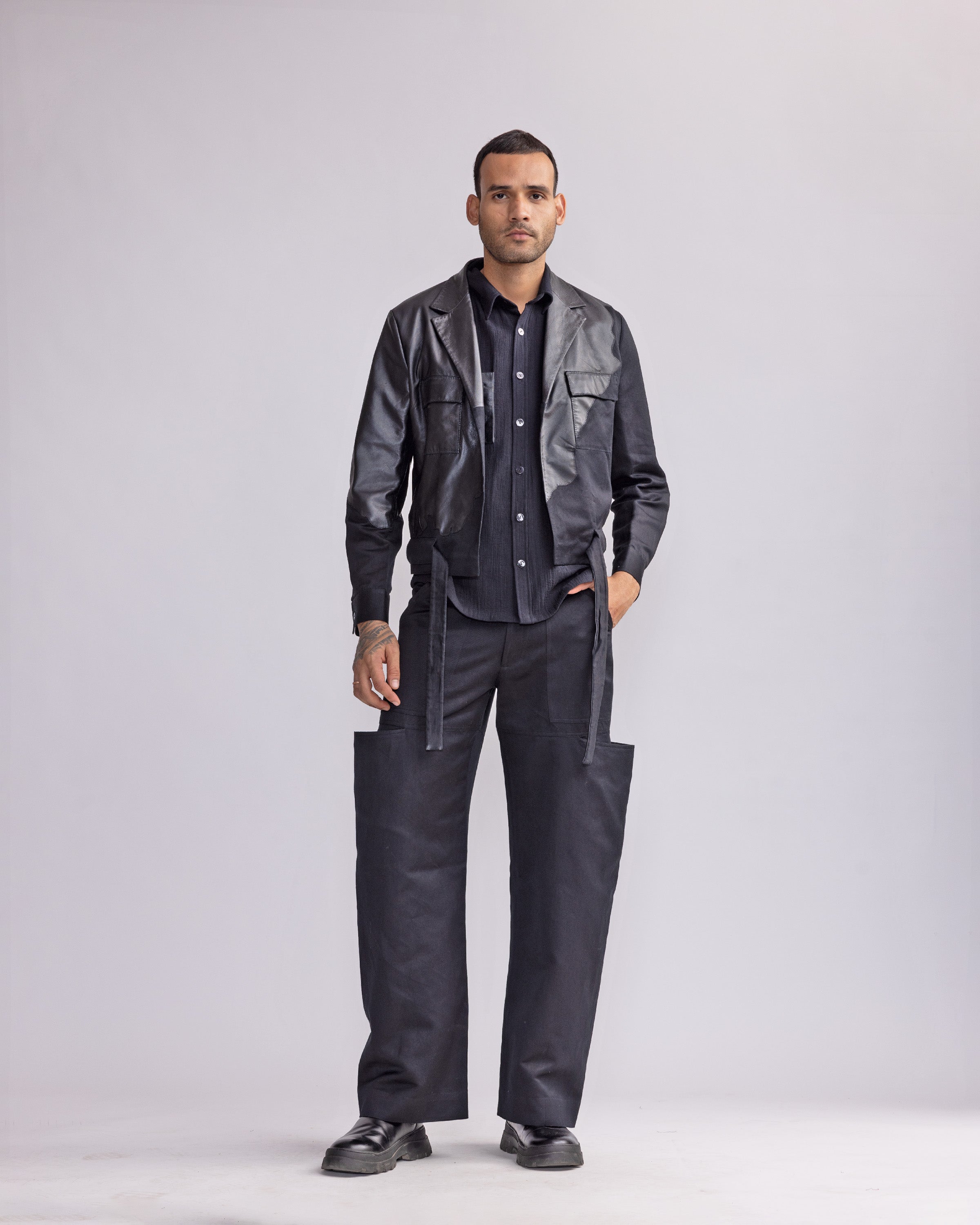 COUNTRYMADE Jackets HARBOUR LEATHER PATCH SHORT JACKET veste courte patchwork