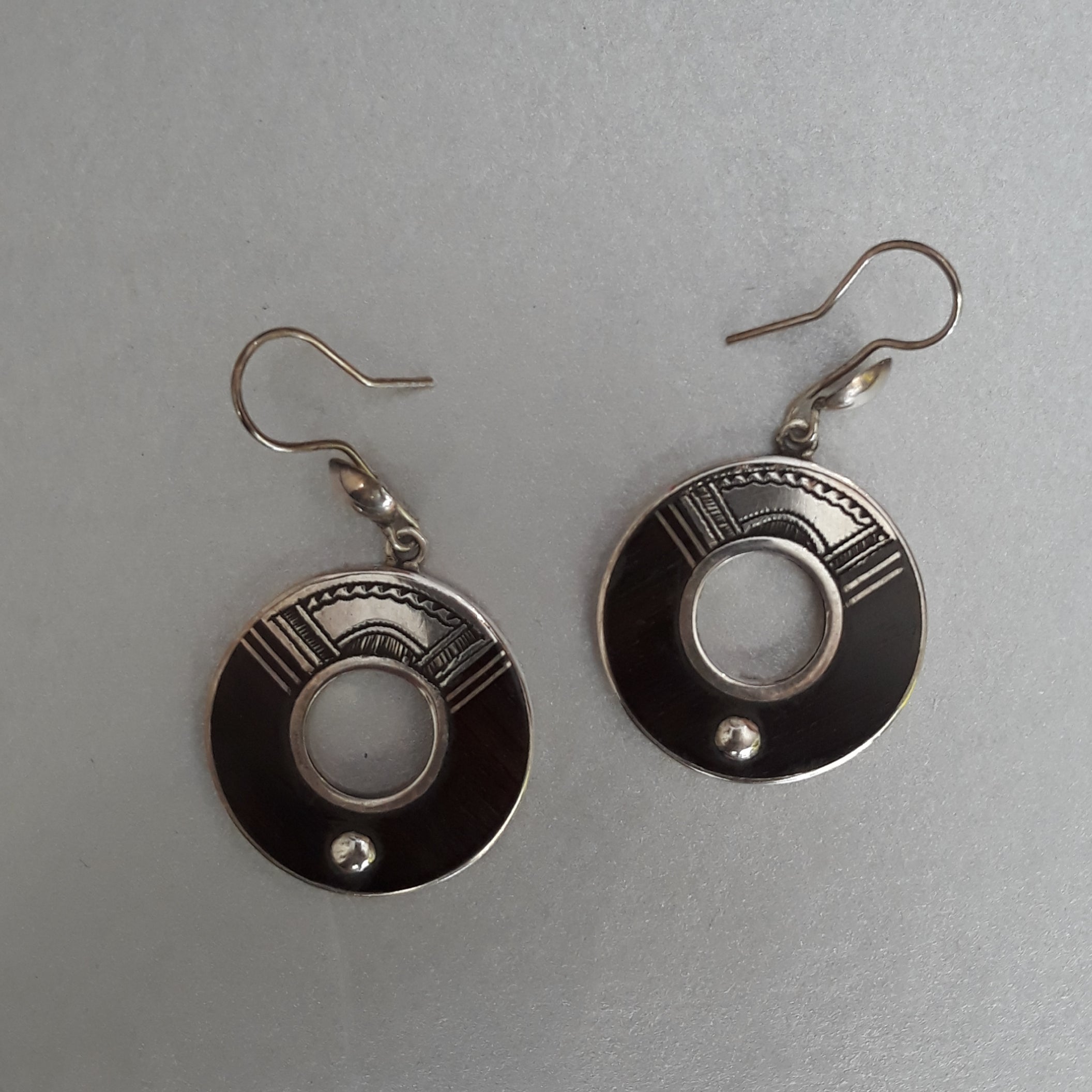 Touareg Boucles d’oreilles Boucles d’oreilles rondes argent ébène artisanales