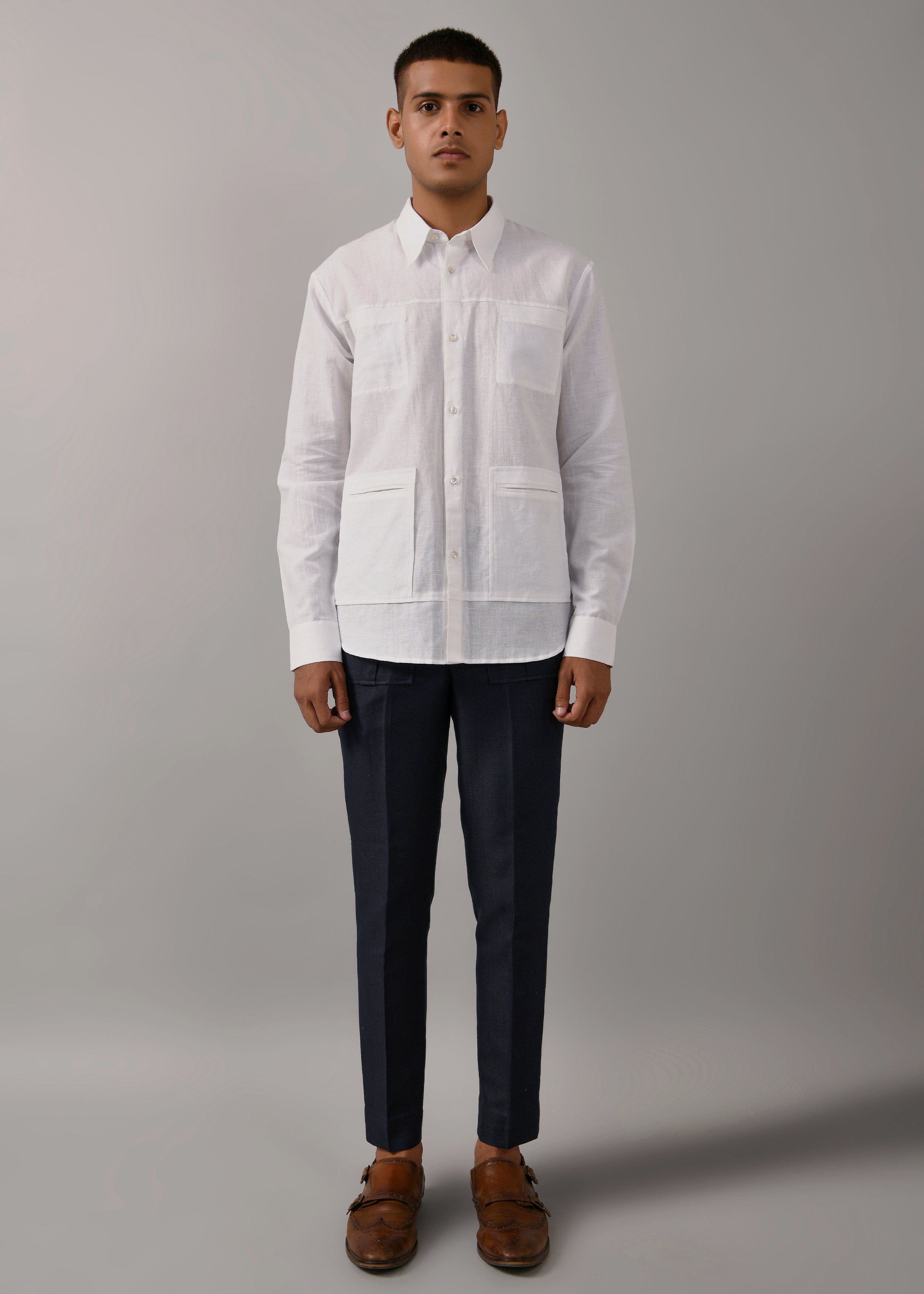 COUNTRYMADE Shirts Classic 4 pocket shirt chemise blanche coton lin 4 poches