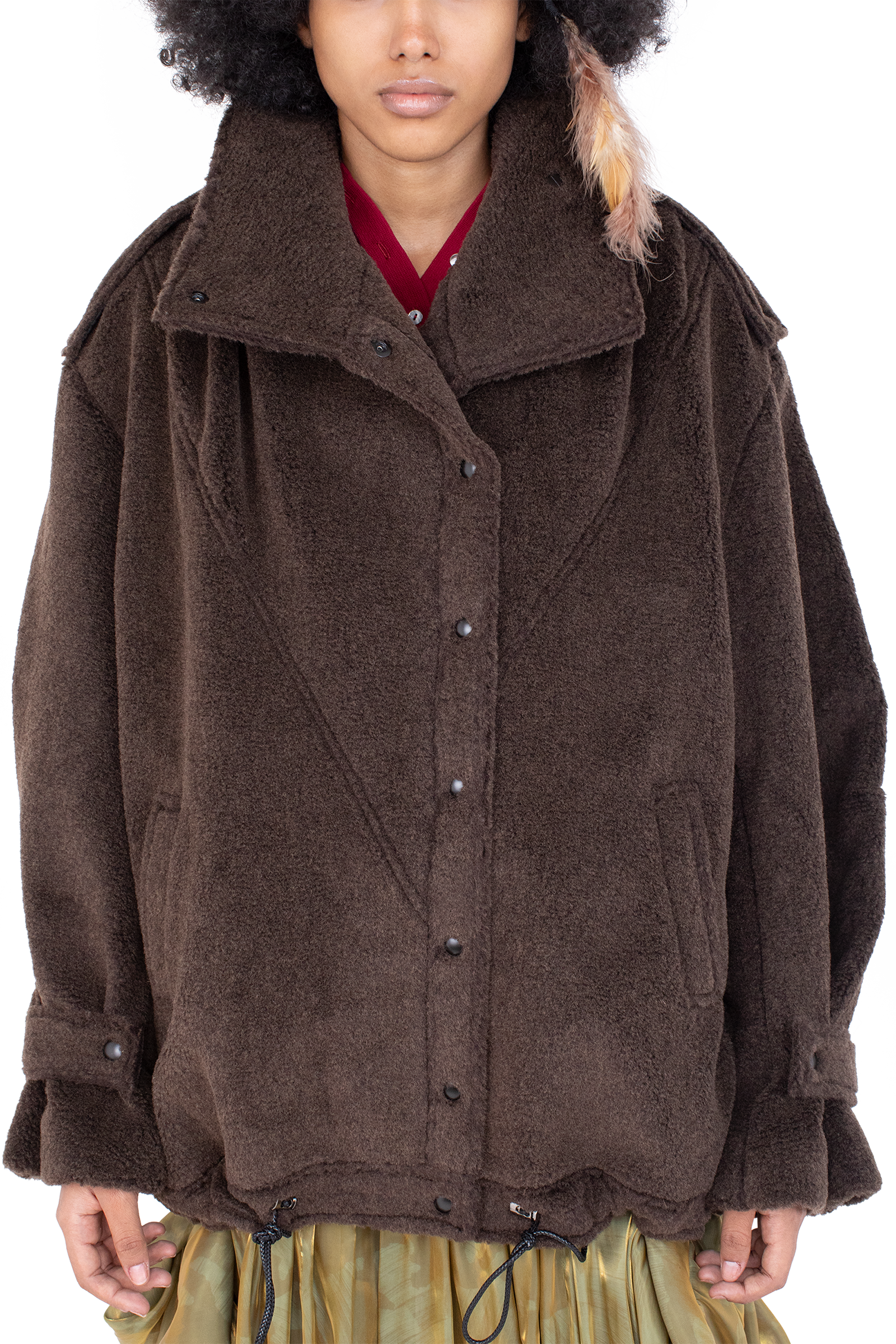 Kiko Kostadinov Outerwear WREN Pleated Coat manteau taupe oversize en laine