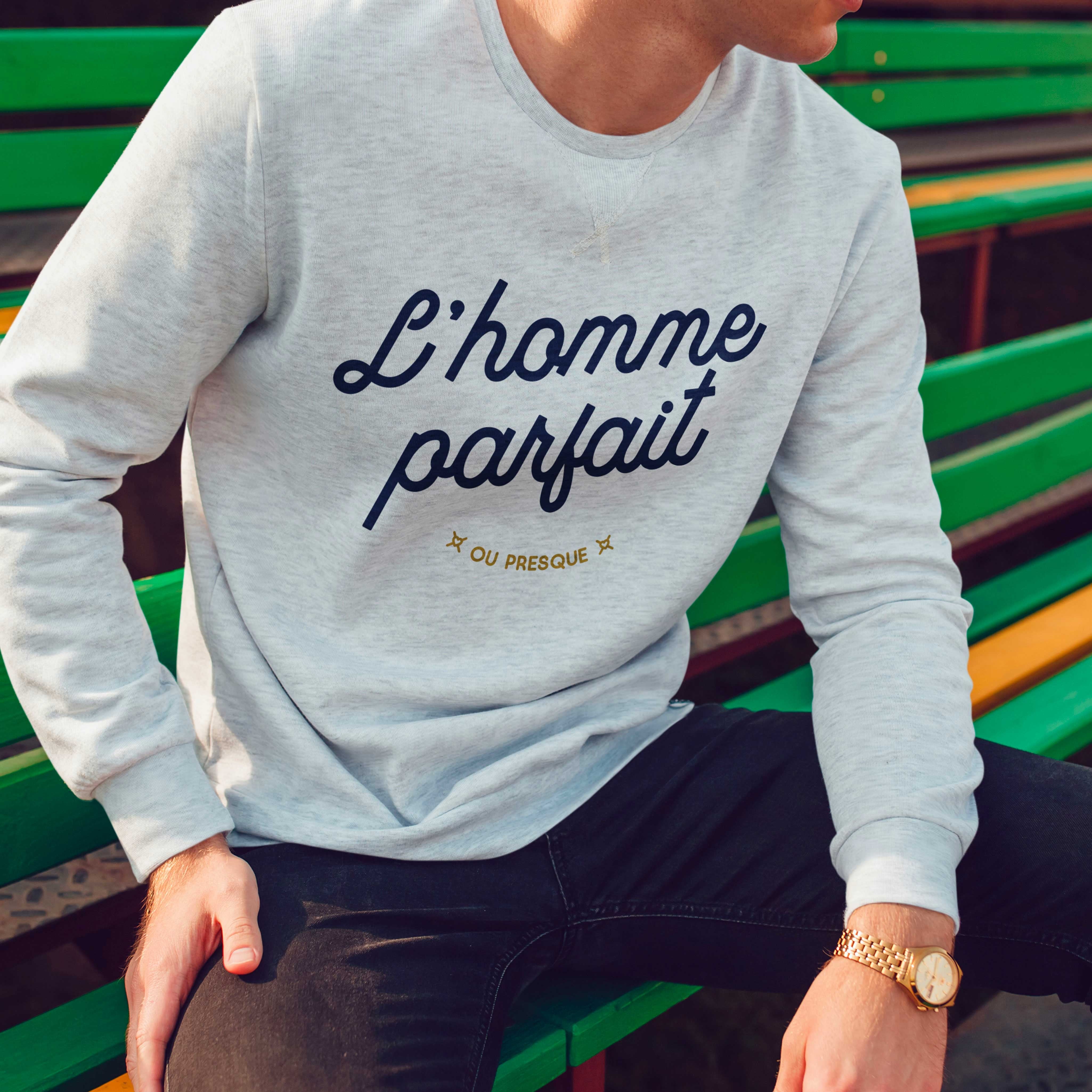 Juste Un T-shirt Sweats Imprimés Sweat-Shirt Homme L'homme Parfait gris chiné